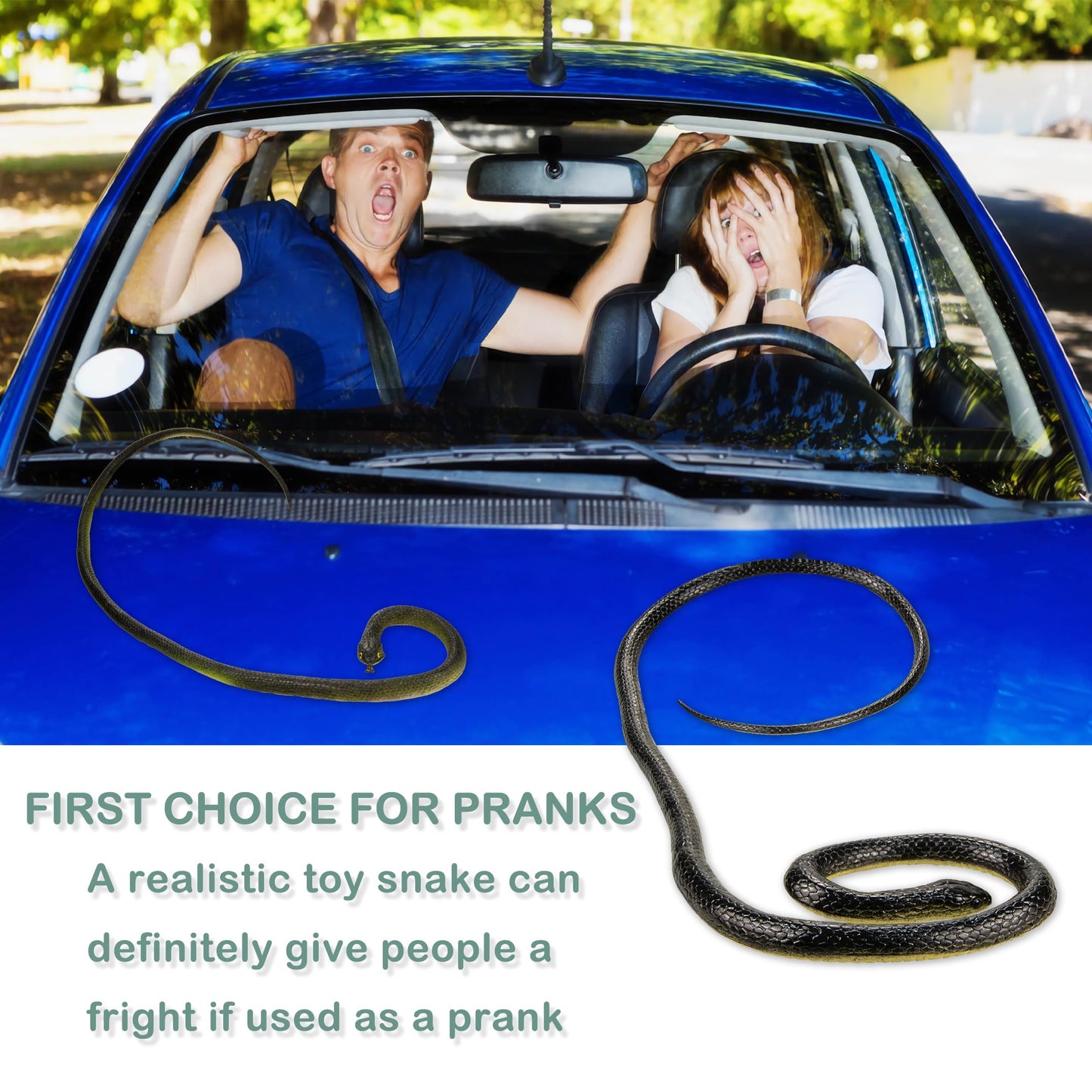 NAKIMO 3-Piece Realistic Rubber Snake Set – 50-inch & 31.5-inch Garden Prank Props