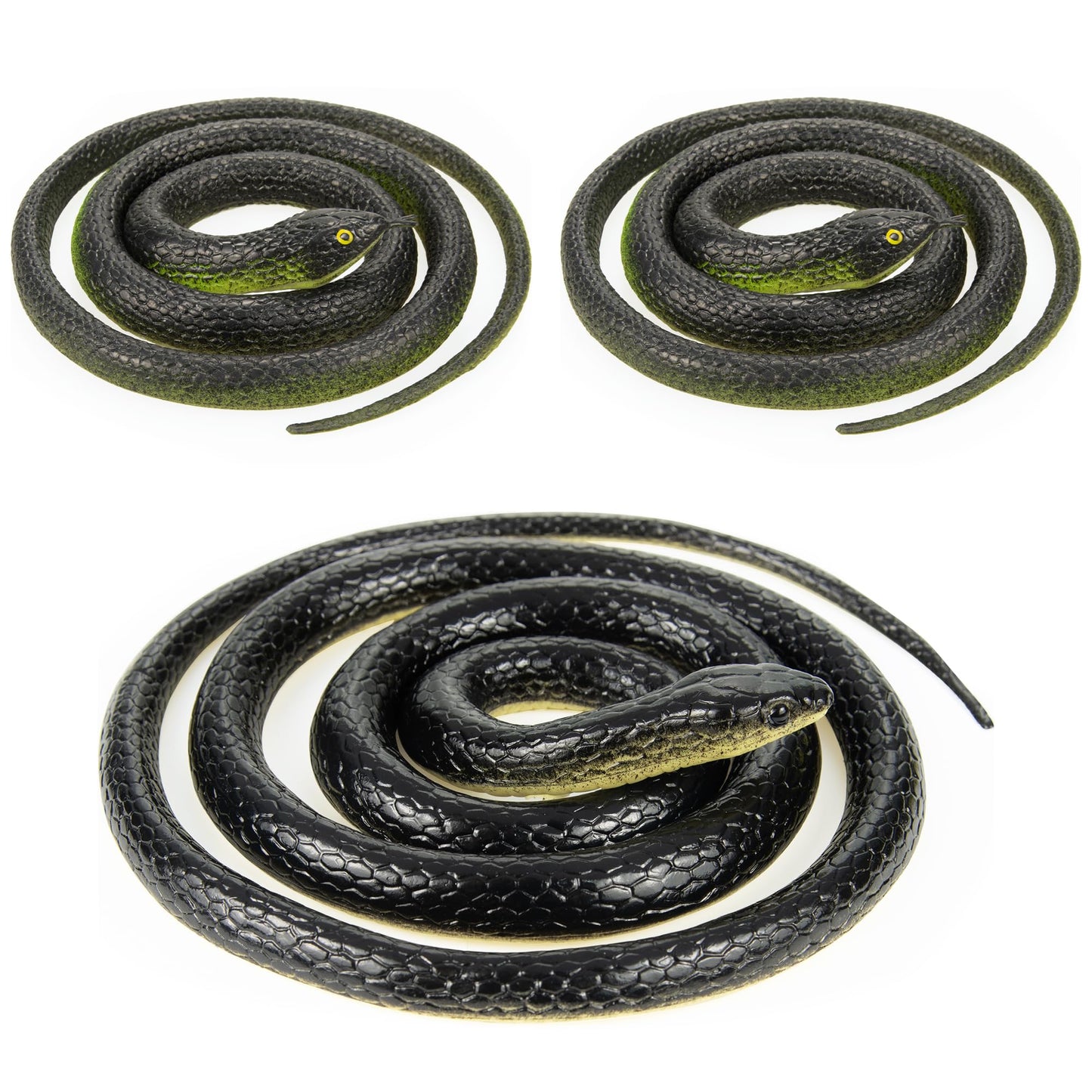 NAKIMO 3-Piece Realistic Rubber Snake Set – 50-inch & 31.5-inch Garden Prank Props