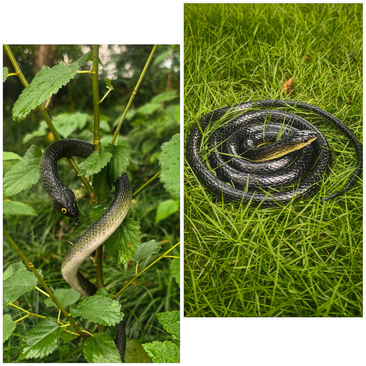 NAKIMO 3-Piece Realistic Rubber Snake Set – 50-inch & 31.5-inch Garden Prank Props
