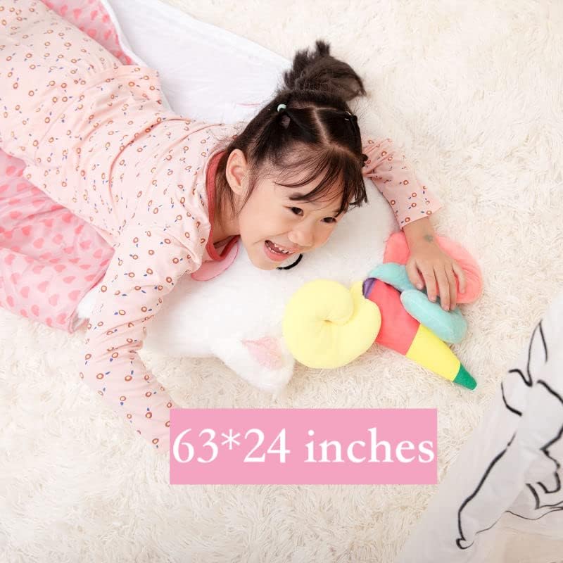 Nalexmi Happy Kids Sleeping Bag - Cozy 3-in-1 Nap Mat with Pillow (Rainbow Unicorn)