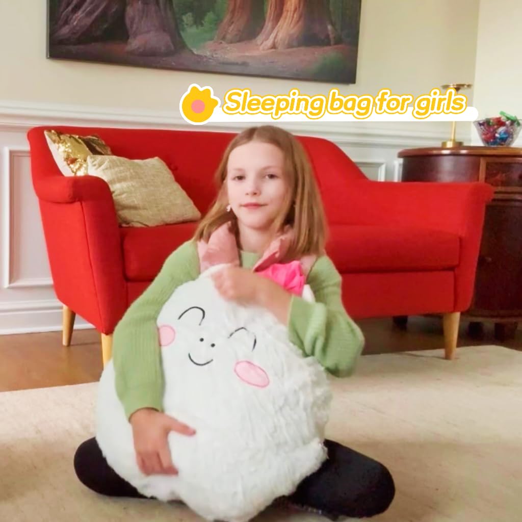 Nalexmi Happy Kids Sleeping Bag - Cozy 3-in-1 Nap Mat with Pillow (Rainbow Unicorn)