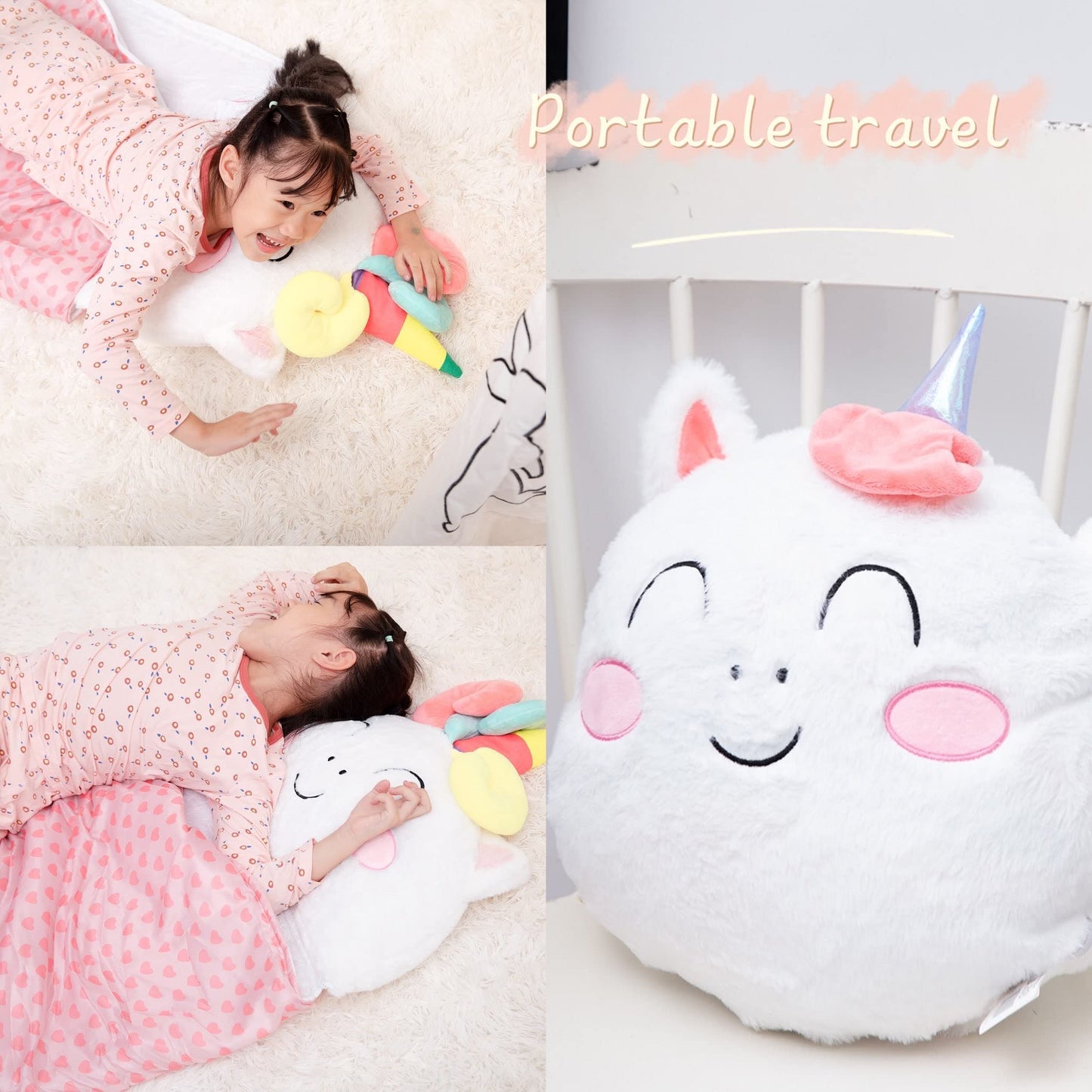 Nalexmi Unicorn Sleeping Bag with Pillow – 3-in-1 Nap Mat for Kids