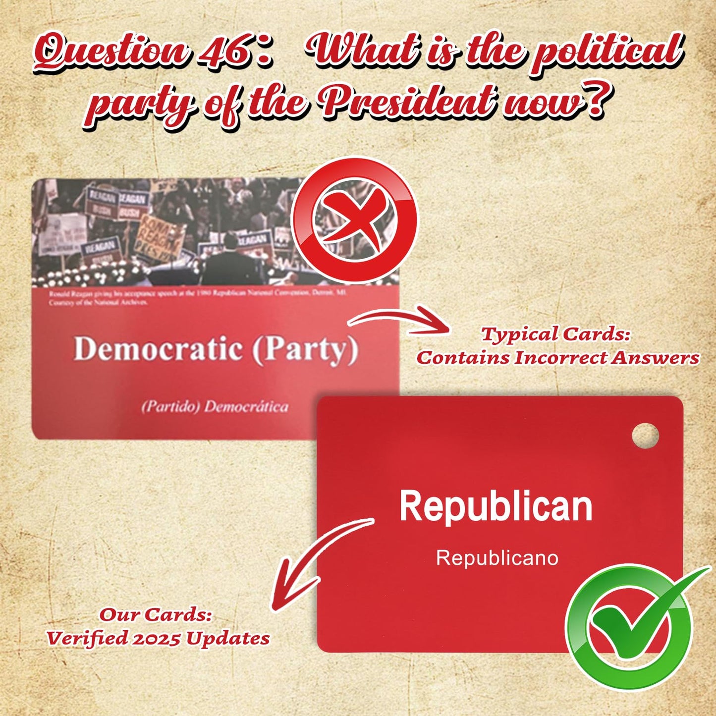 Nalosun 2025 US Citizenship Flash Cards – 100 USCIS Civics Questions (English & Spanish) with Metal Ring