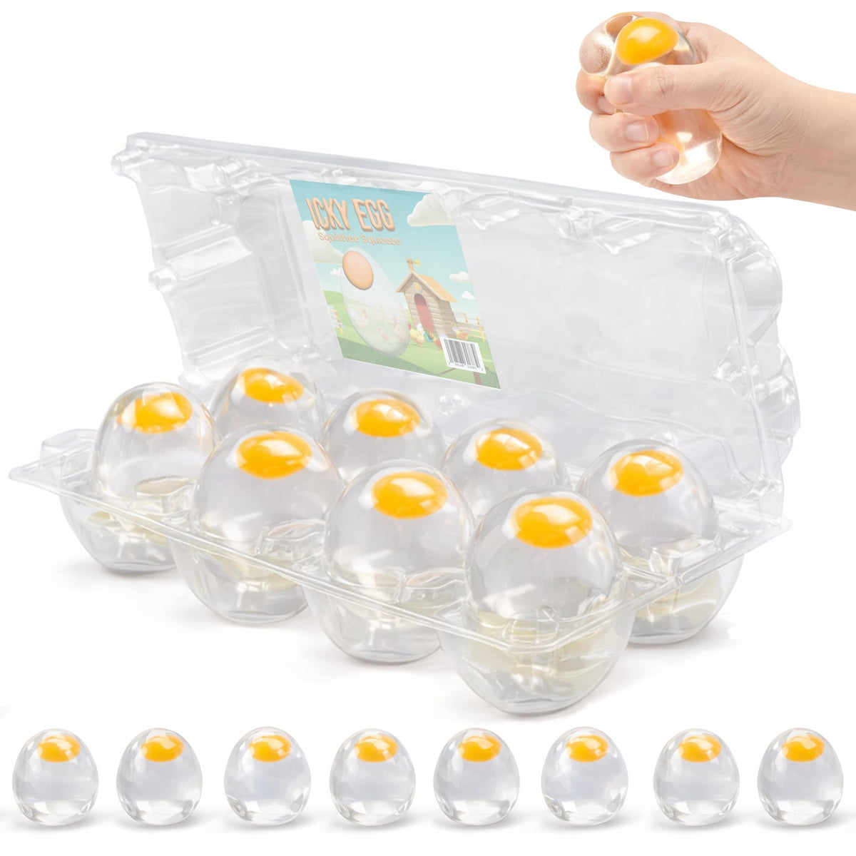 Namre' Squishy Splat Eggs (8-Pack) – Clear Yolk Fidget Toys for Stress Relief & Focus