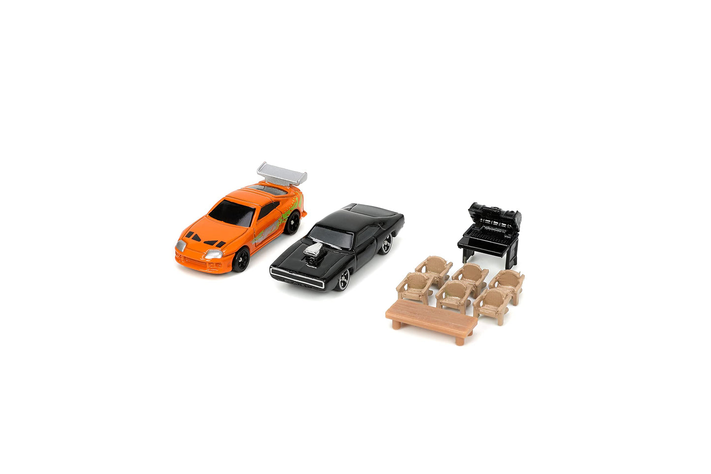 Nano Scene Jada Fast and Furious Diorama: Dom Torettos Charger and Brian Supra with 1:65 Die-Cast Cars