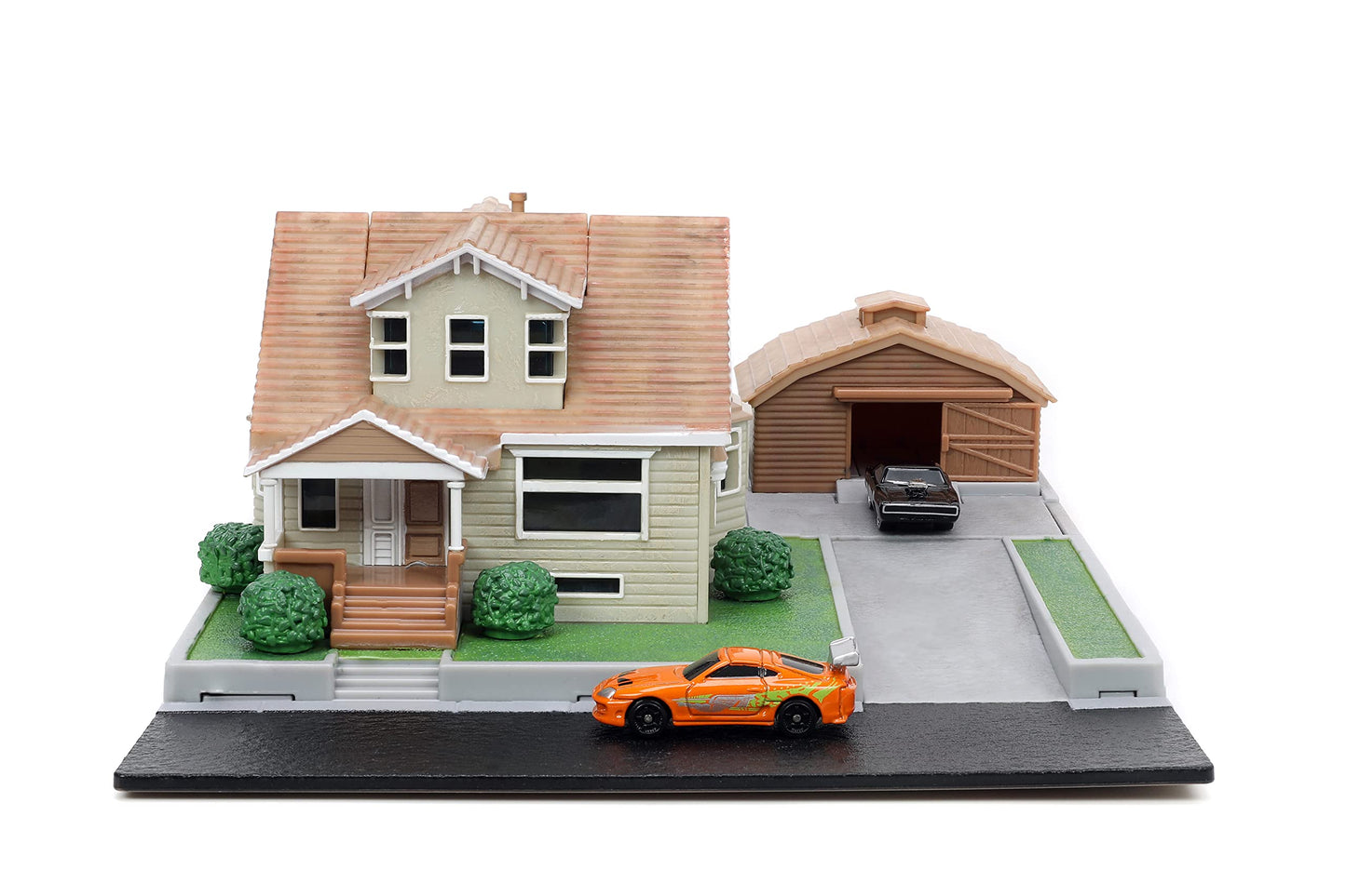 Nano Scene Jada Fast and Furious Diorama: Dom Torettos Charger and Brian Supra with 1:65 Die-Cast Cars