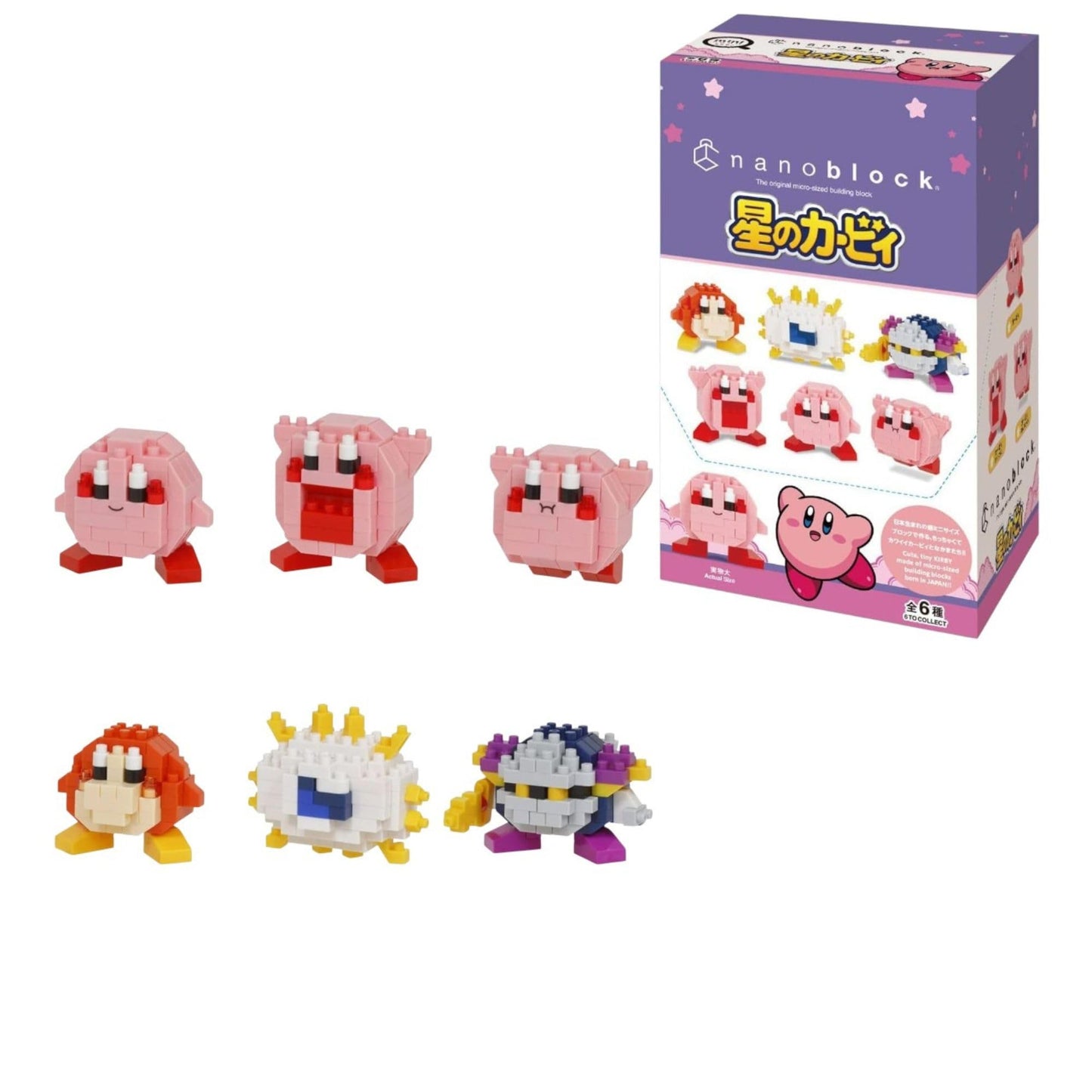Nanoblock Kirby Mininano Series – Box of 6 Collectible Figures