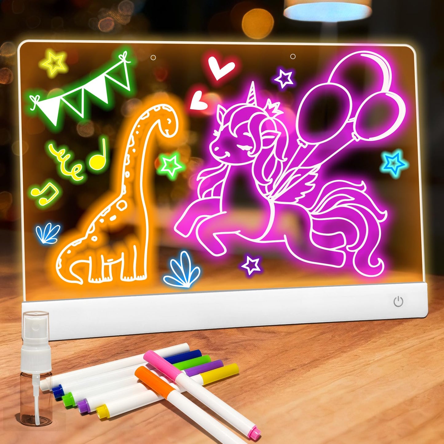 NanoMin Rechargeable LED Drawing Board for Kids – 11 Colors, Easy Clean, 6-Hour Glow, Ages 3–10