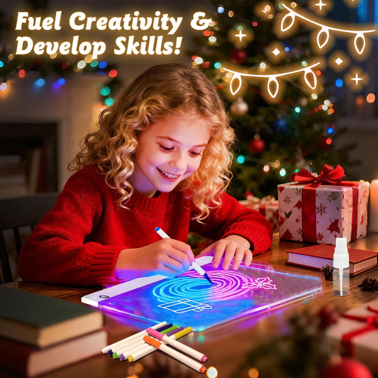 NanoMin Rechargeable LED Drawing Board for Kids – 11 Colors, Easy Clean, 6-Hour Glow, Ages 3–10