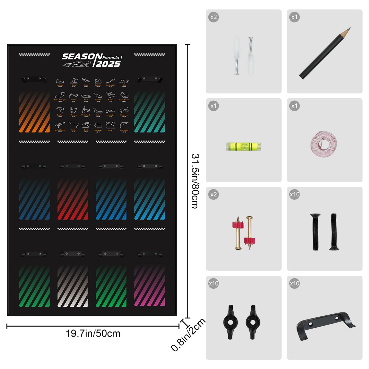 NAOCARD Display Wallboard for Lego Speed Champions – Ultimate F1 Collector's Pack Wall Mount