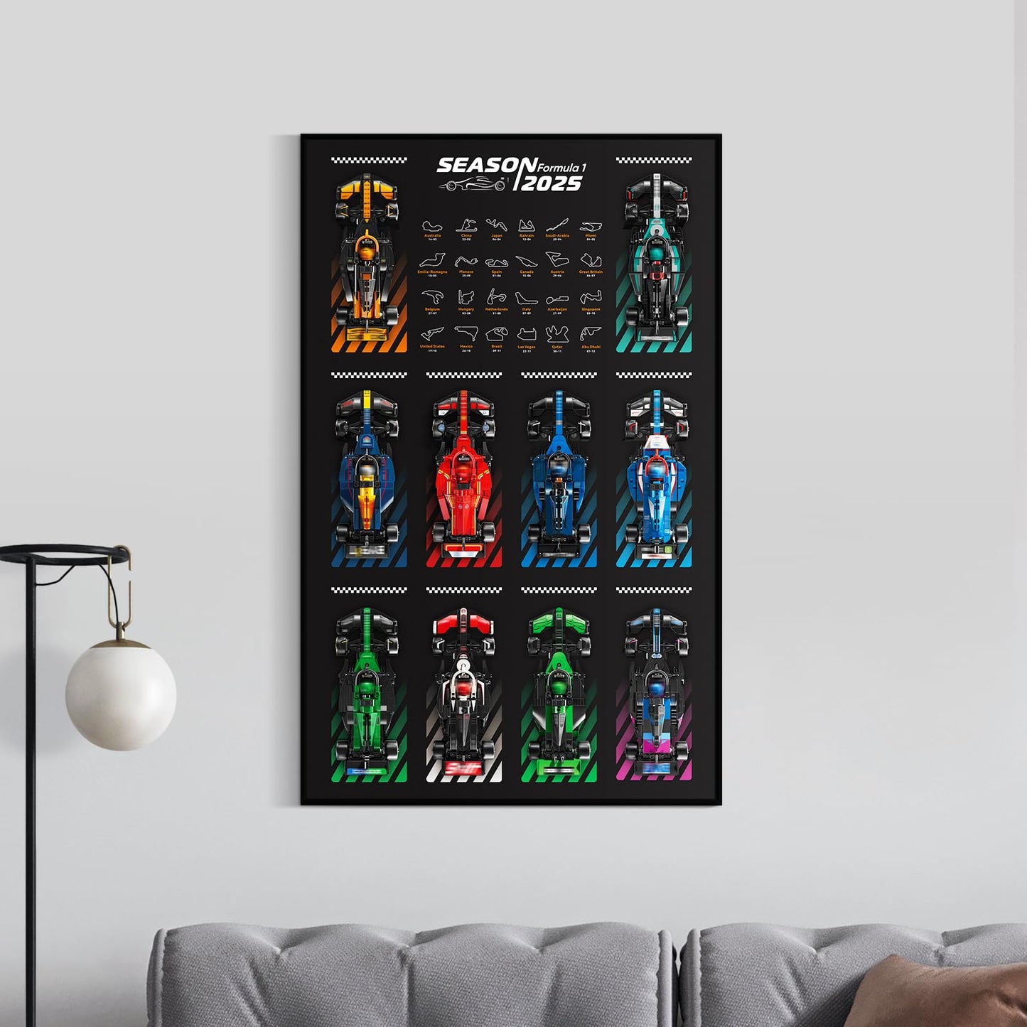 NAOCARD Display Wallboard for Lego Speed Champions – Ultimate F1 Collector's Pack Wall Mount