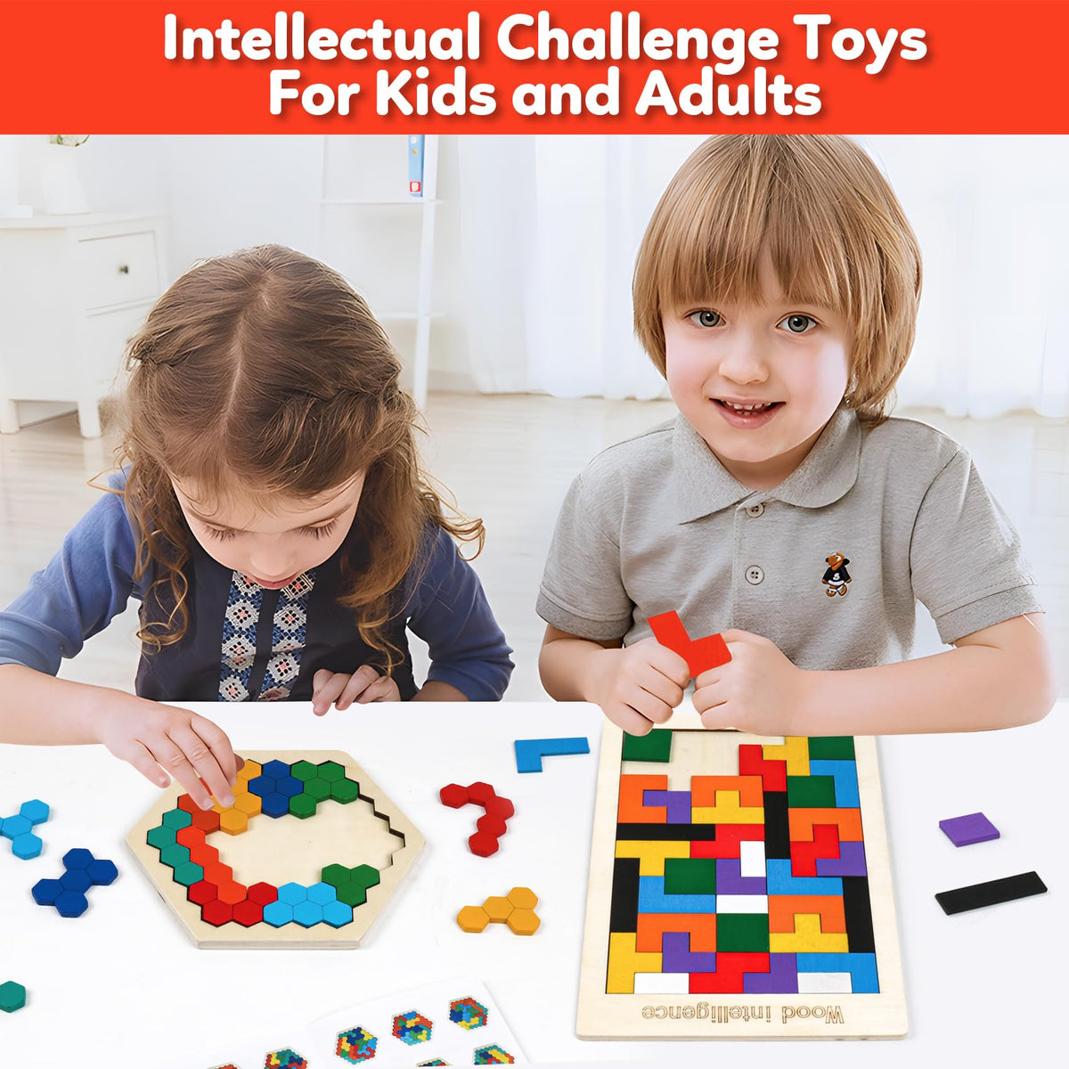 NAODONGLI Wooden Puzzle Blocks – Brain Teasers & STEM Games (3 Pack) for Kids 3+