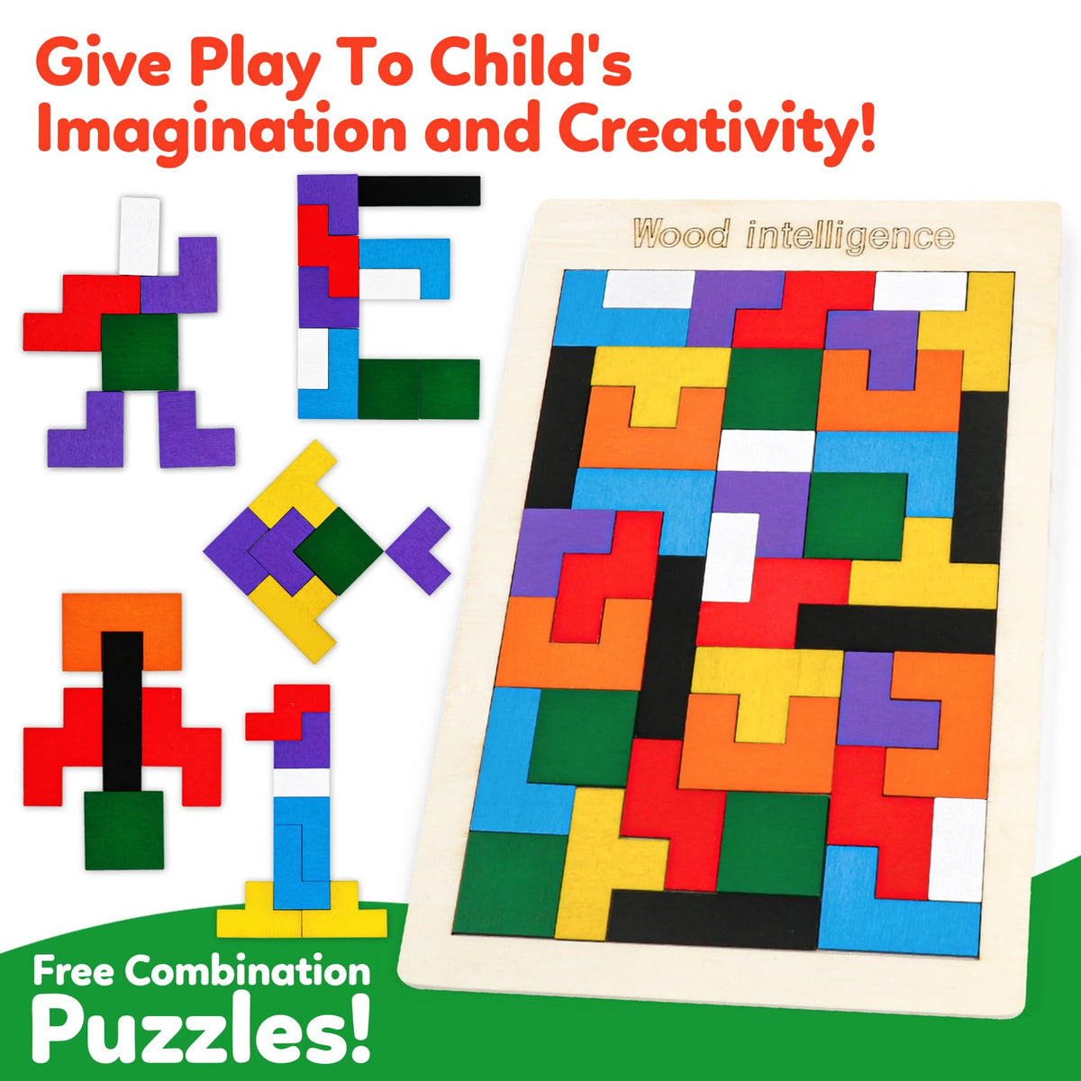 NAODONGLI Wooden Puzzle Blocks – Brain Teasers & STEM Games (3 Pack) for Kids 3+