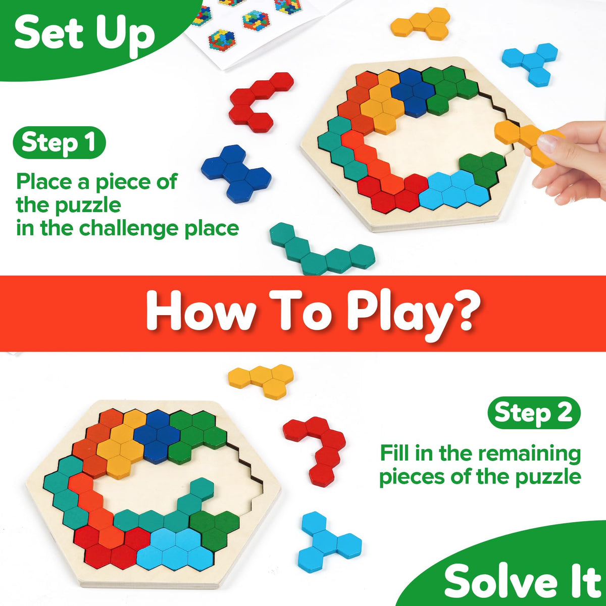 NAODONGLI Wooden Puzzle Blocks – Brain Teasers & STEM Games (3 Pack) for Kids 3+