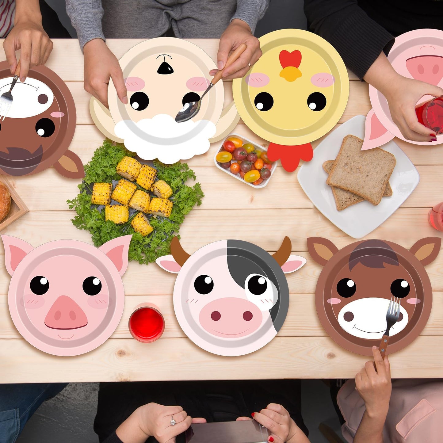 Naozinebi 50 Count Farm Animal Party Plates — Farmhouse Shaped Disposable Tableware