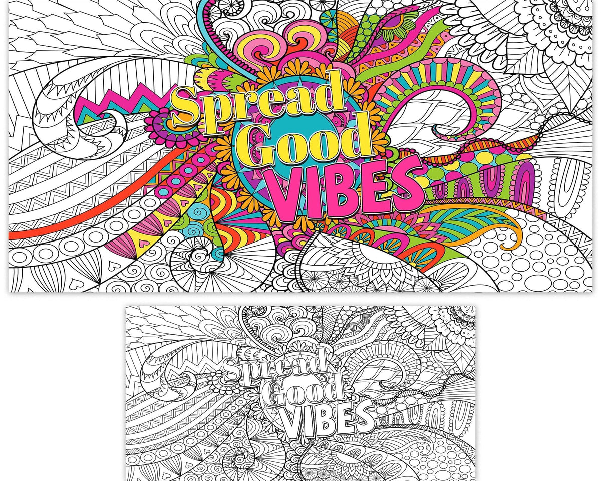 Naozinebi Giant Mandala Coloring Posters — Large Motivational Coloring Tablecloth for All Ages