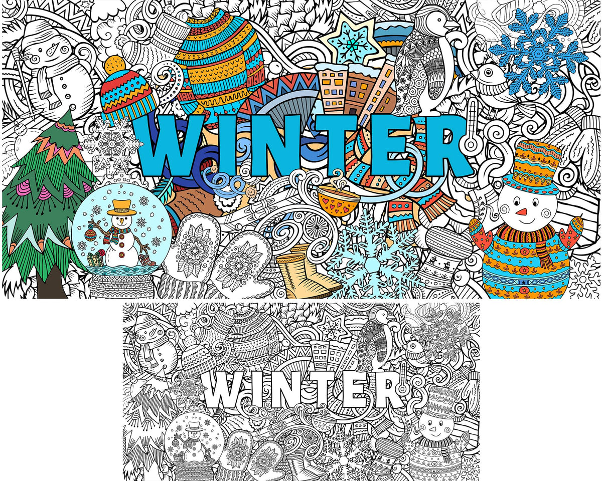 Naozinebi Giant Mandala Coloring Poster – Winter Holiday Jumbo Wall Art