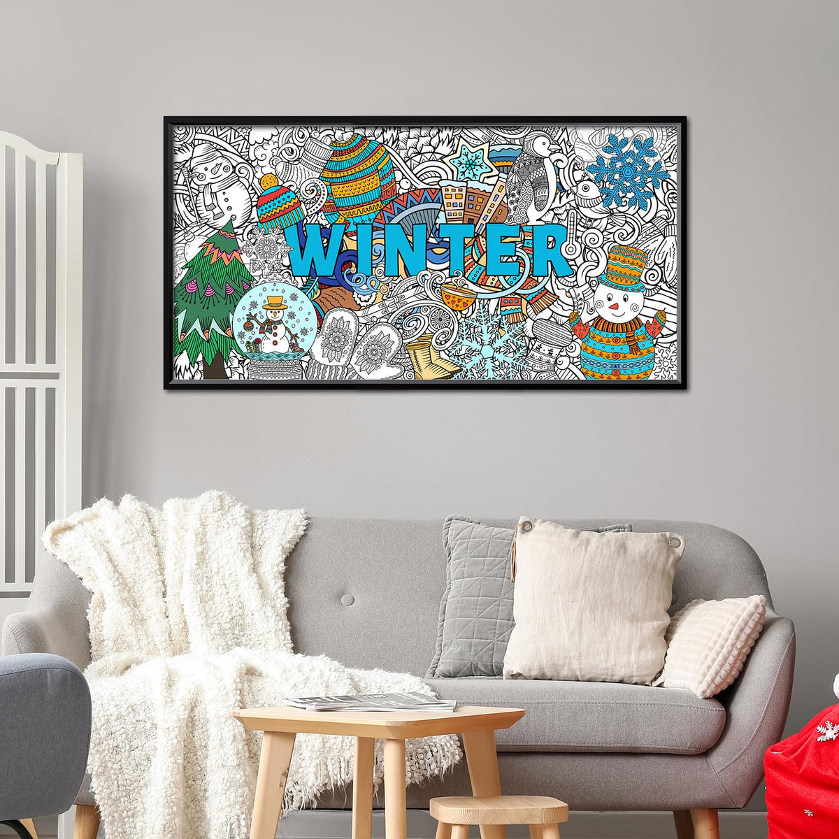 Naozinebi Giant Mandala Coloring Poster – Winter Holiday Jumbo Wall Art