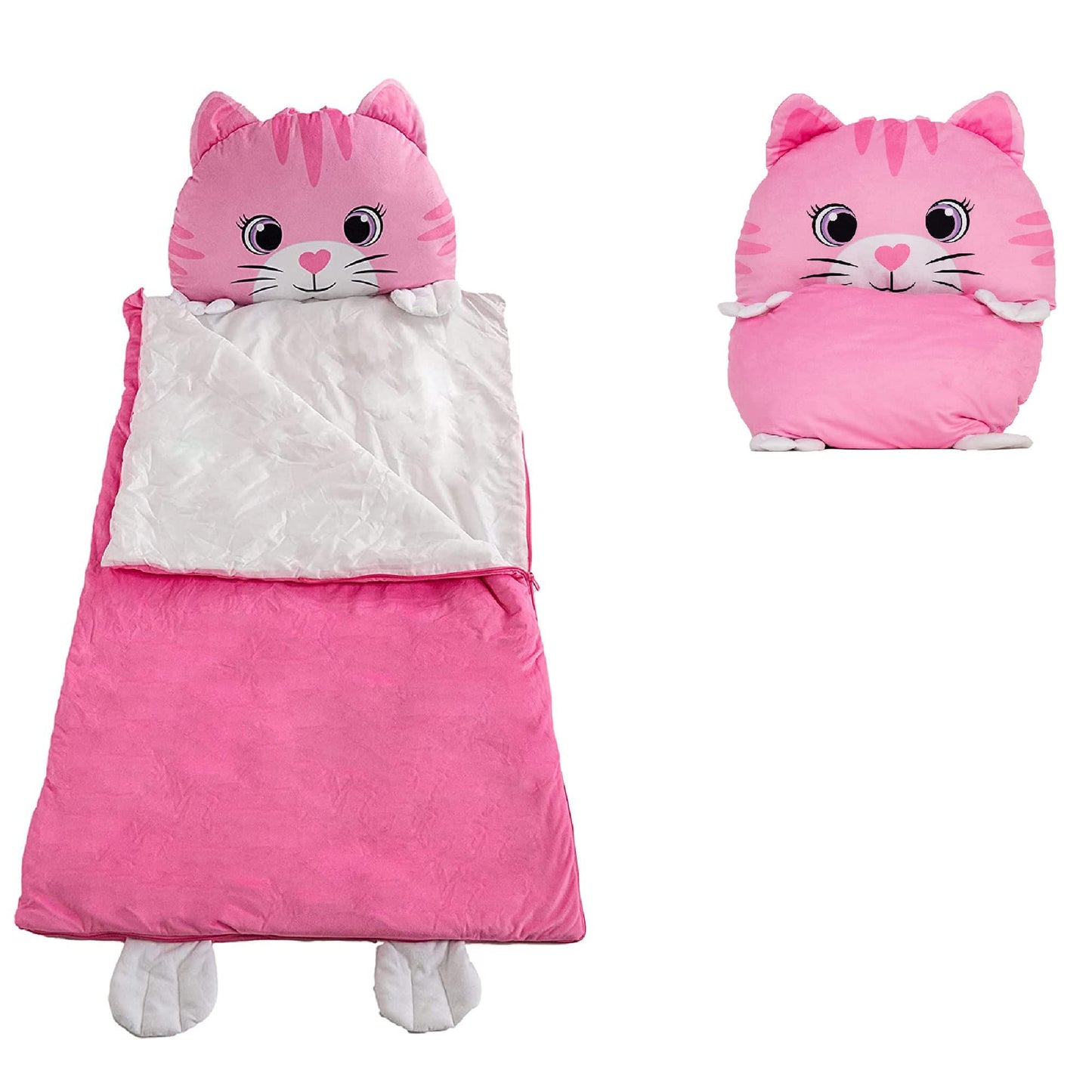 Nap Buddy Kids Sleeping Bag by Unicorns & Robots — Convertible Cat Design, Oeko-Tex Certified