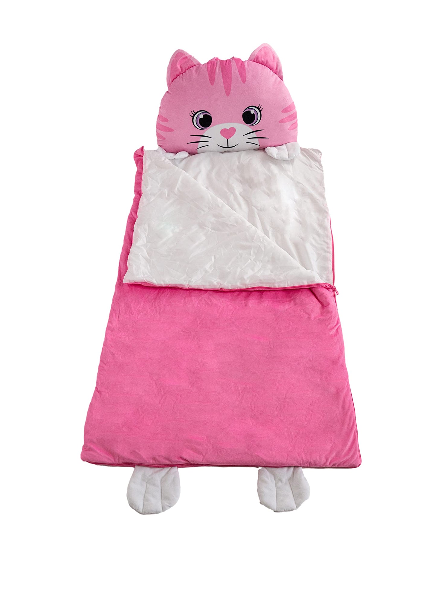 Nap Buddy Kids Sleeping Bag by Unicorns & Robots — Convertible Cat Design, Oeko-Tex Certified