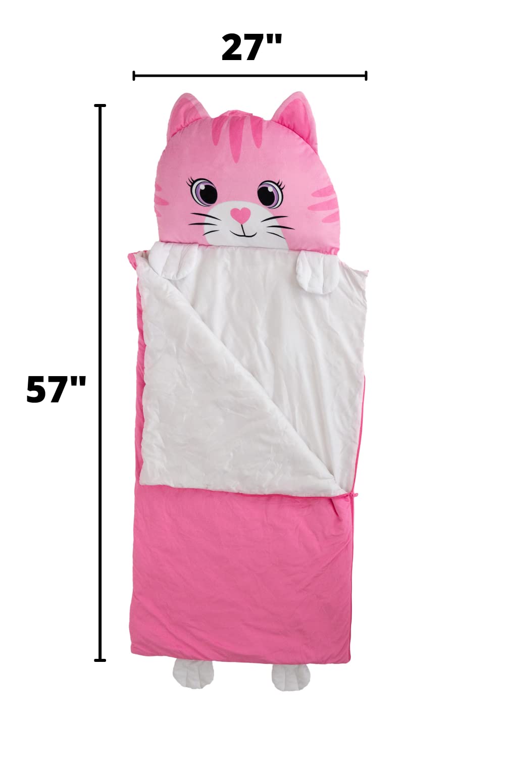 Nap Buddy Kids Sleeping Bag by Unicorns & Robots — Convertible Cat Design, Oeko-Tex Certified