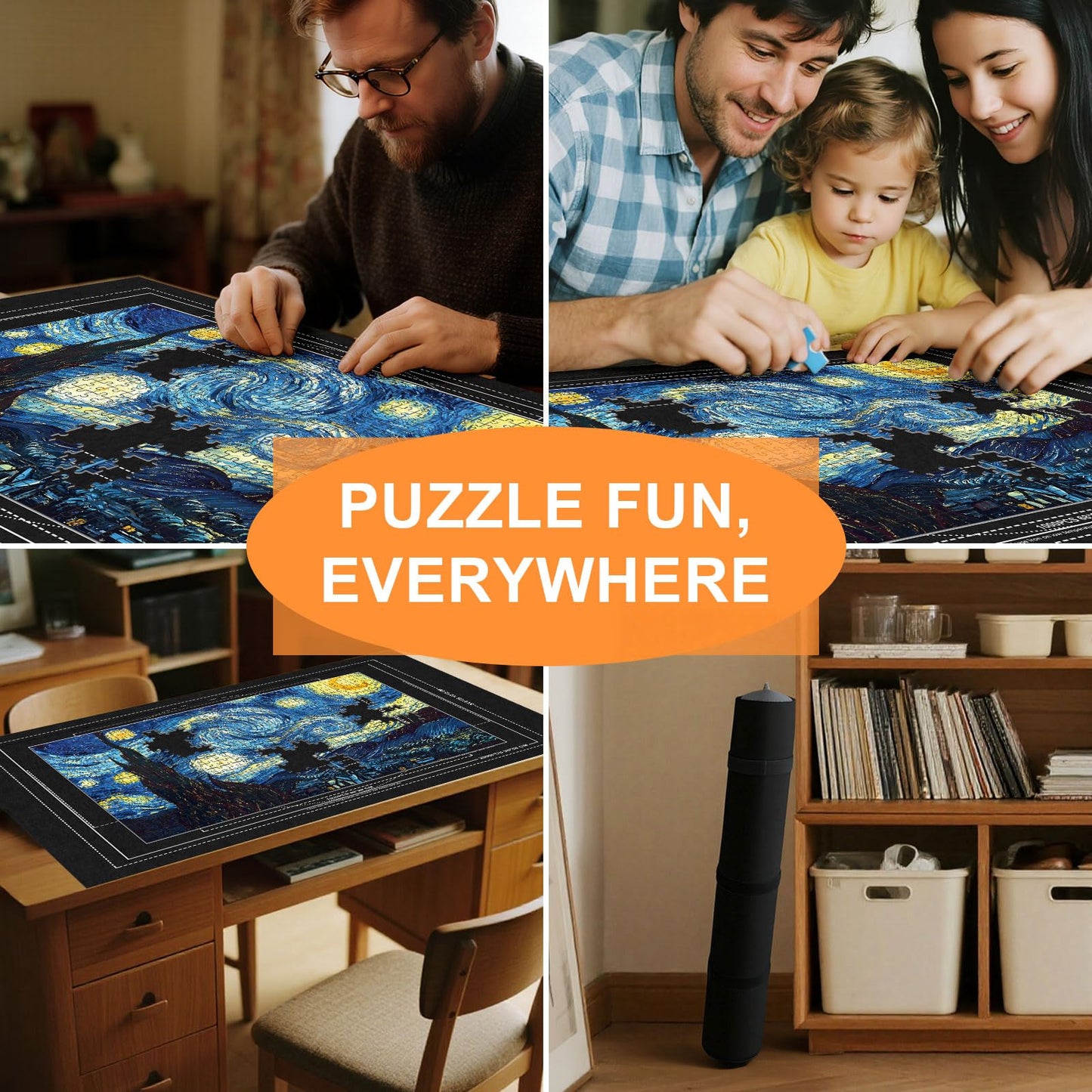 Napzy Jigsaw Puzzle Mat with 8 Trays – Roll-Up Organizer for 1000–2000 Piece Puzzles