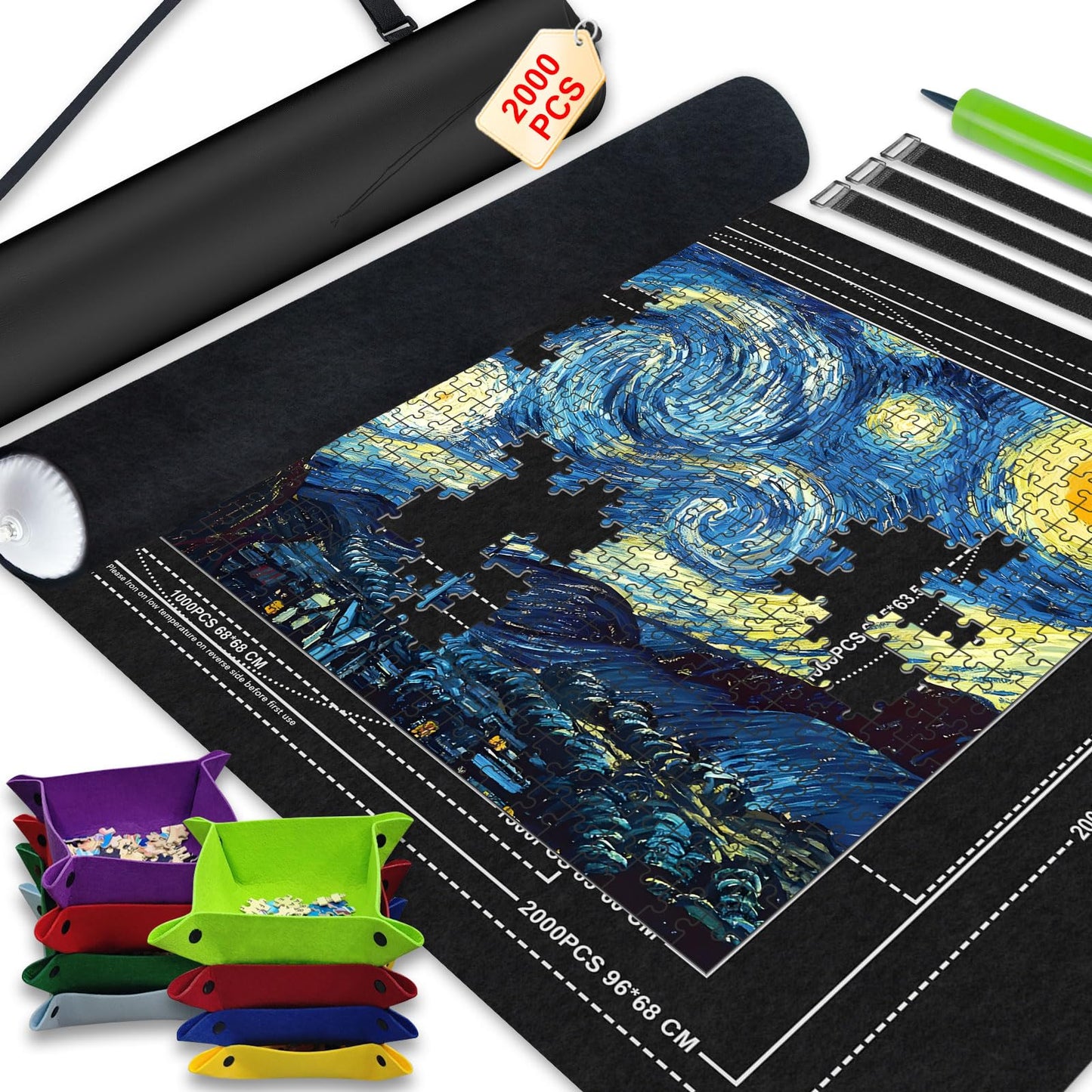 Napzy Jigsaw Puzzle Mat with 8 Trays – Roll-Up Organizer for 1000–2000 Piece Puzzles