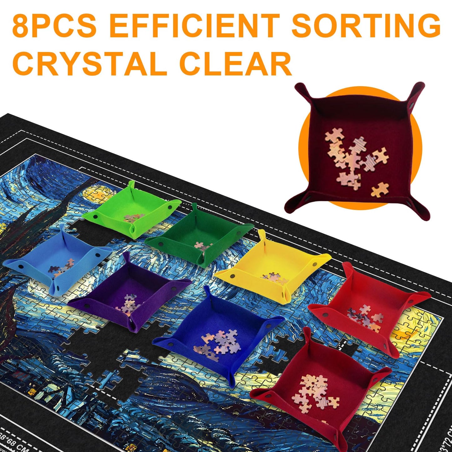 Napzy Jigsaw Puzzle Mat with 8 Trays – Roll-Up Organizer for 1000–2000 Piece Puzzles