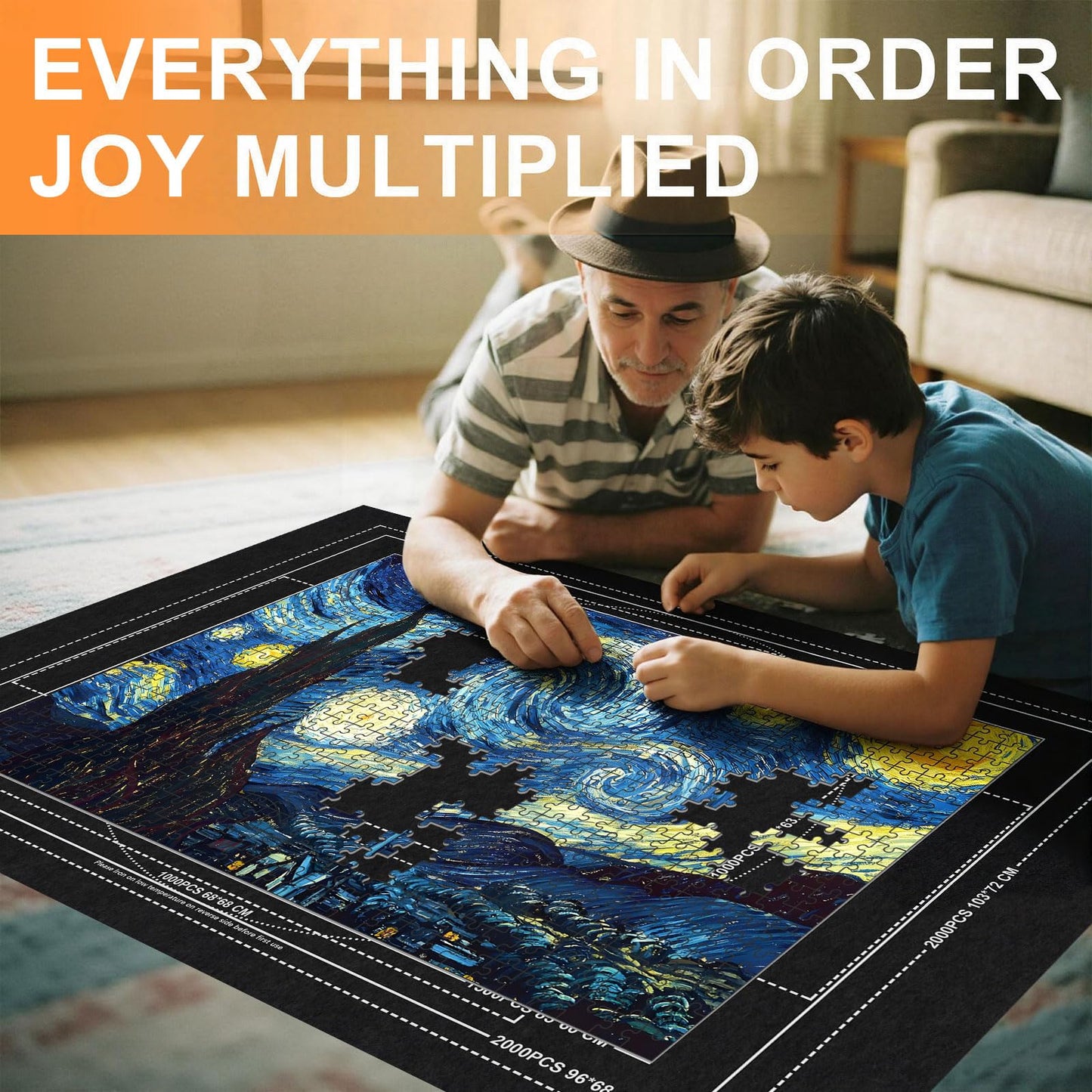 Napzy Jigsaw Puzzle Mat with 8 Trays – Roll-Up Organizer for 1000–2000 Piece Puzzles