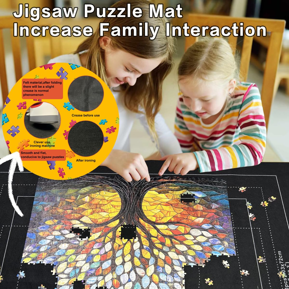 Napzy Puzzle Mat Roll Up — 3000-Piece Jigsaw Organizer with 8 Sorting Trays & Drawstring Bag