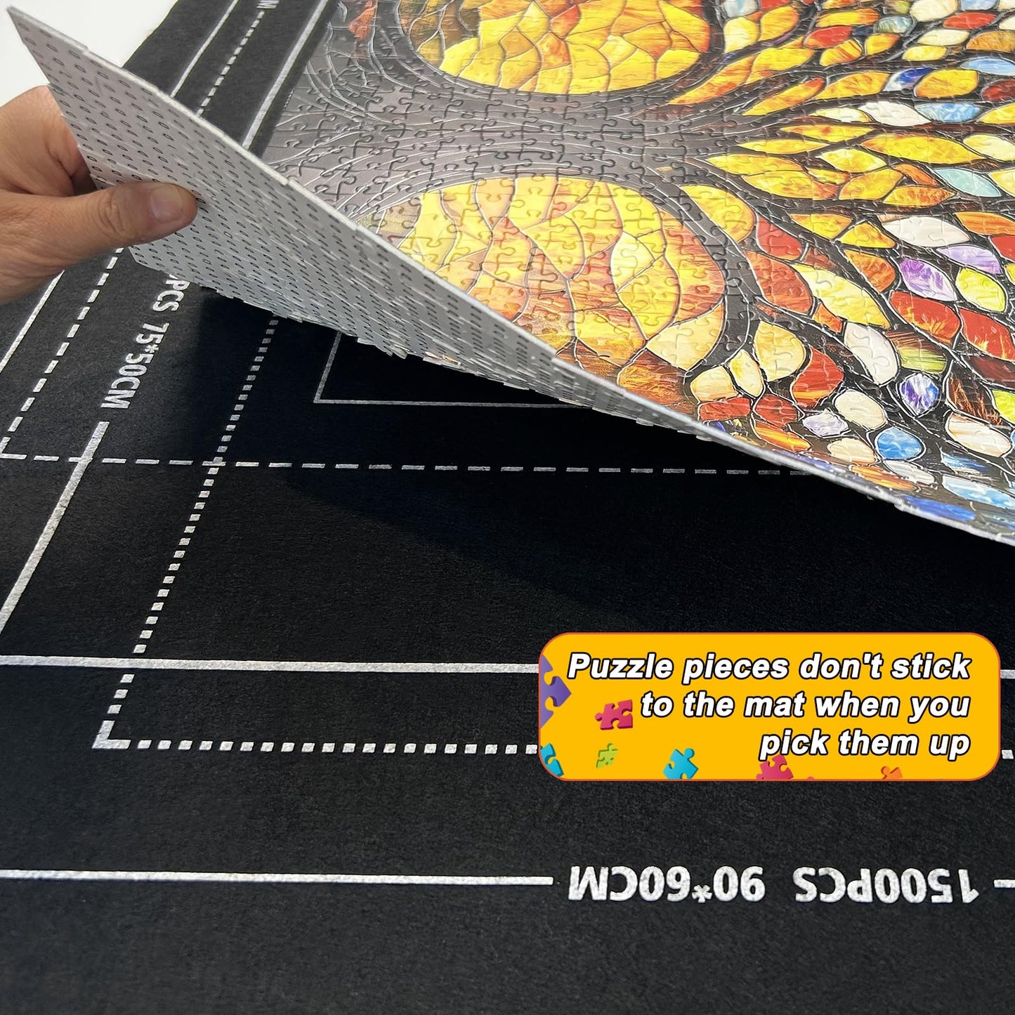 Napzy Puzzle Mat Rollup – Large Foldable Puzzle Board with 8 Trays & Drawstring Bag for 500–1500 PCS
