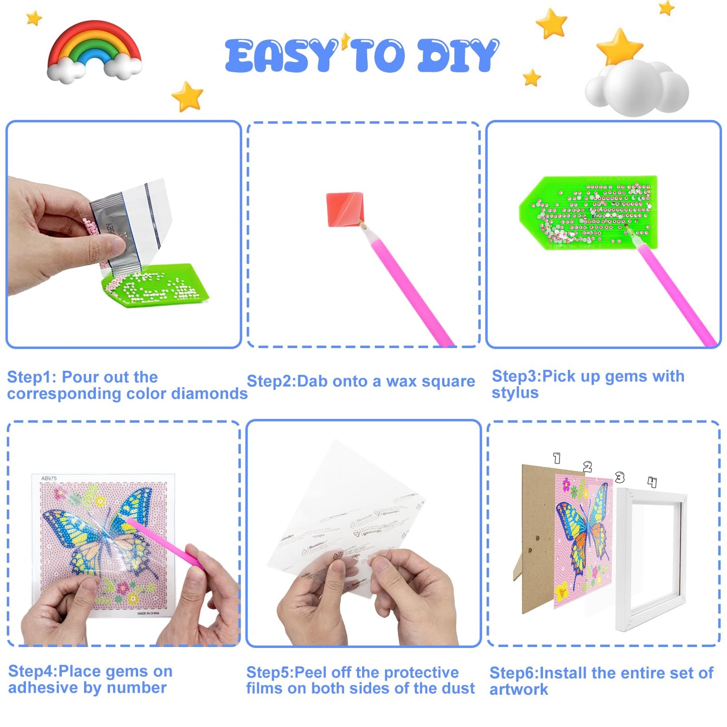 Nardoll Diamond Art Kits with Frame for Kids | Glitter Diamond Painting for Girls 8-12 | Home Decor & Gifts