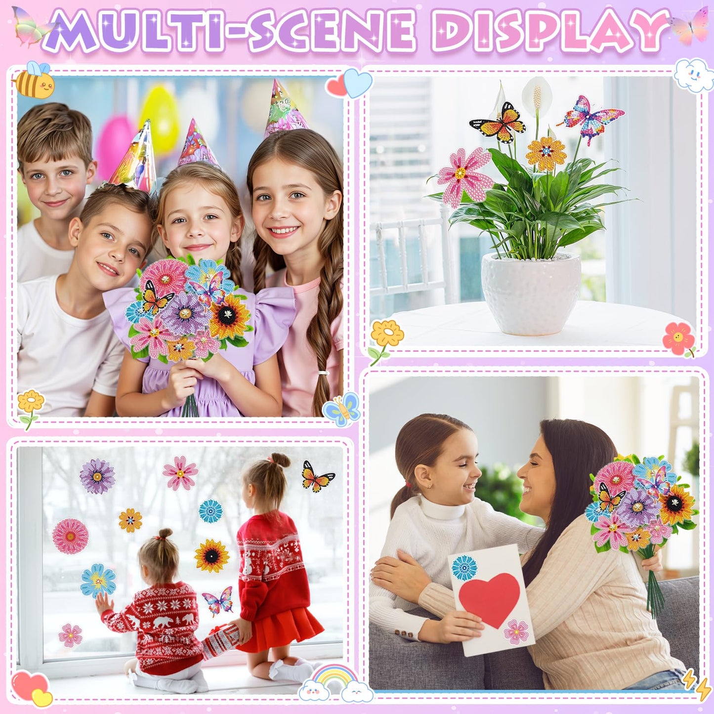 Nardoll GEM Art Flower Bouquet Kit for Kids 8-12 – 5D Diamond Art DIY Crafts
