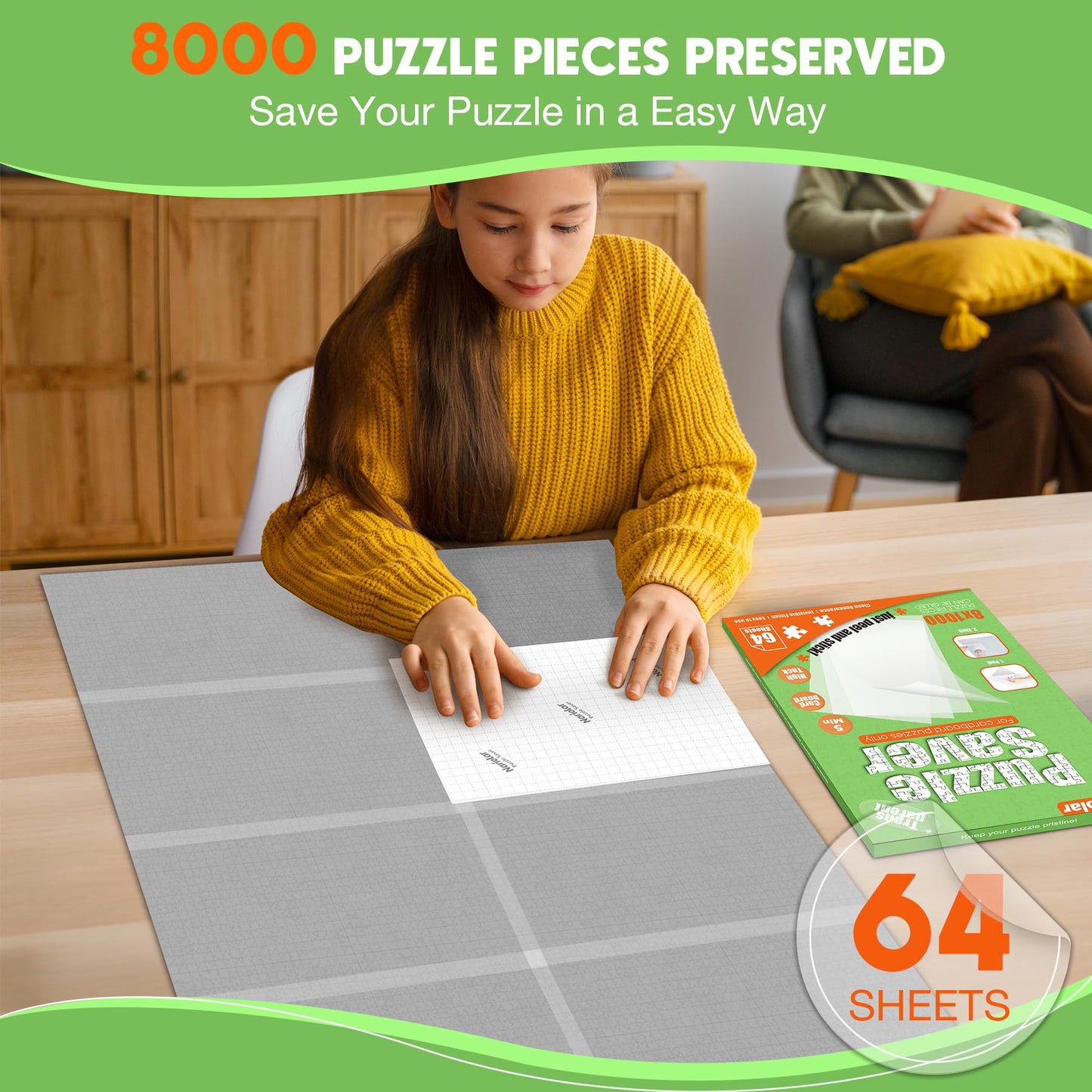 Nariolar Ultra-Adhesion Puzzle Glue Sheets — 64 Saver Sheets for Up to 8x1000-Piece Jigsaws