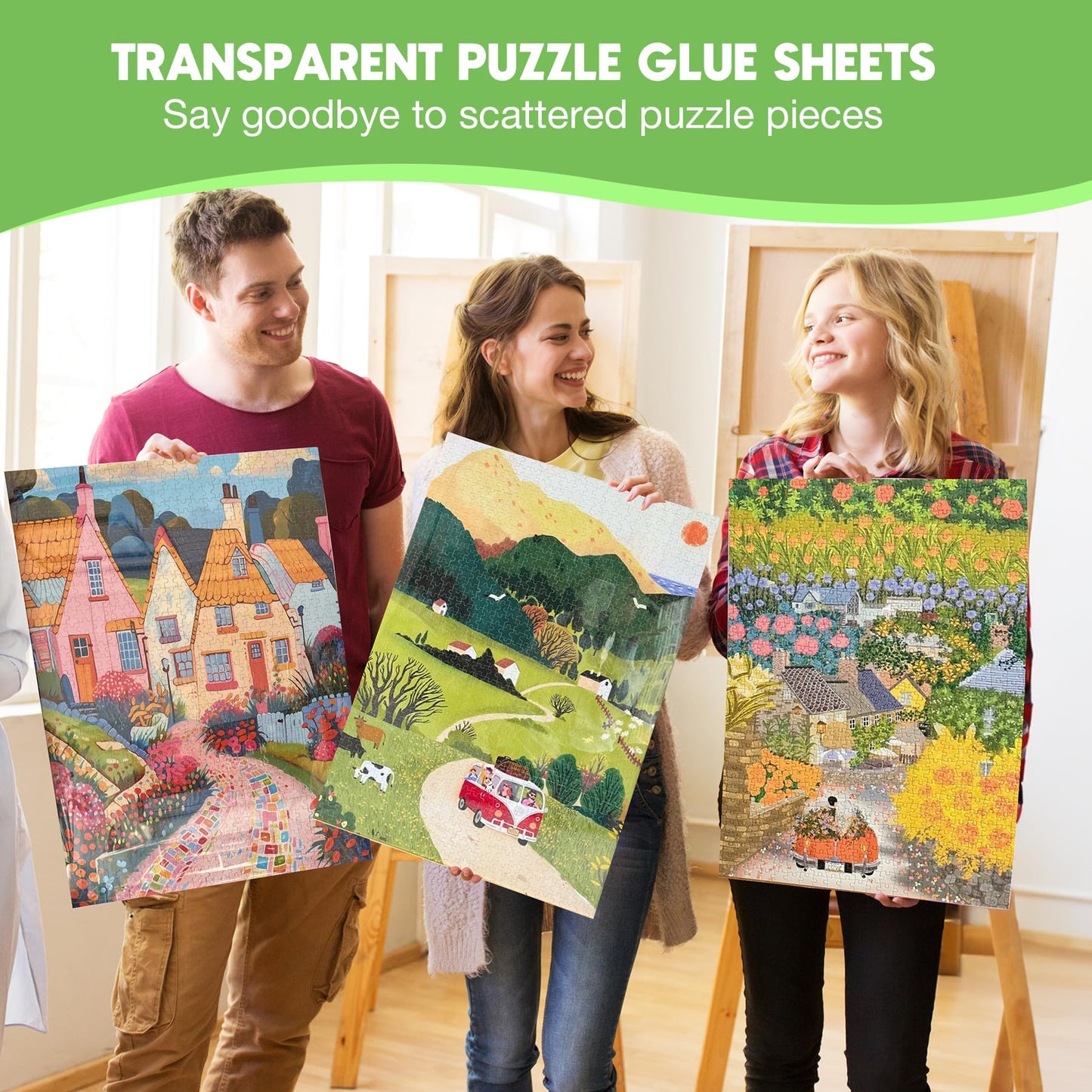 Nariolar Ultra-Adhesion Puzzle Glue Sheets — 64 Saver Sheets for Up to 8x1000-Piece Jigsaws