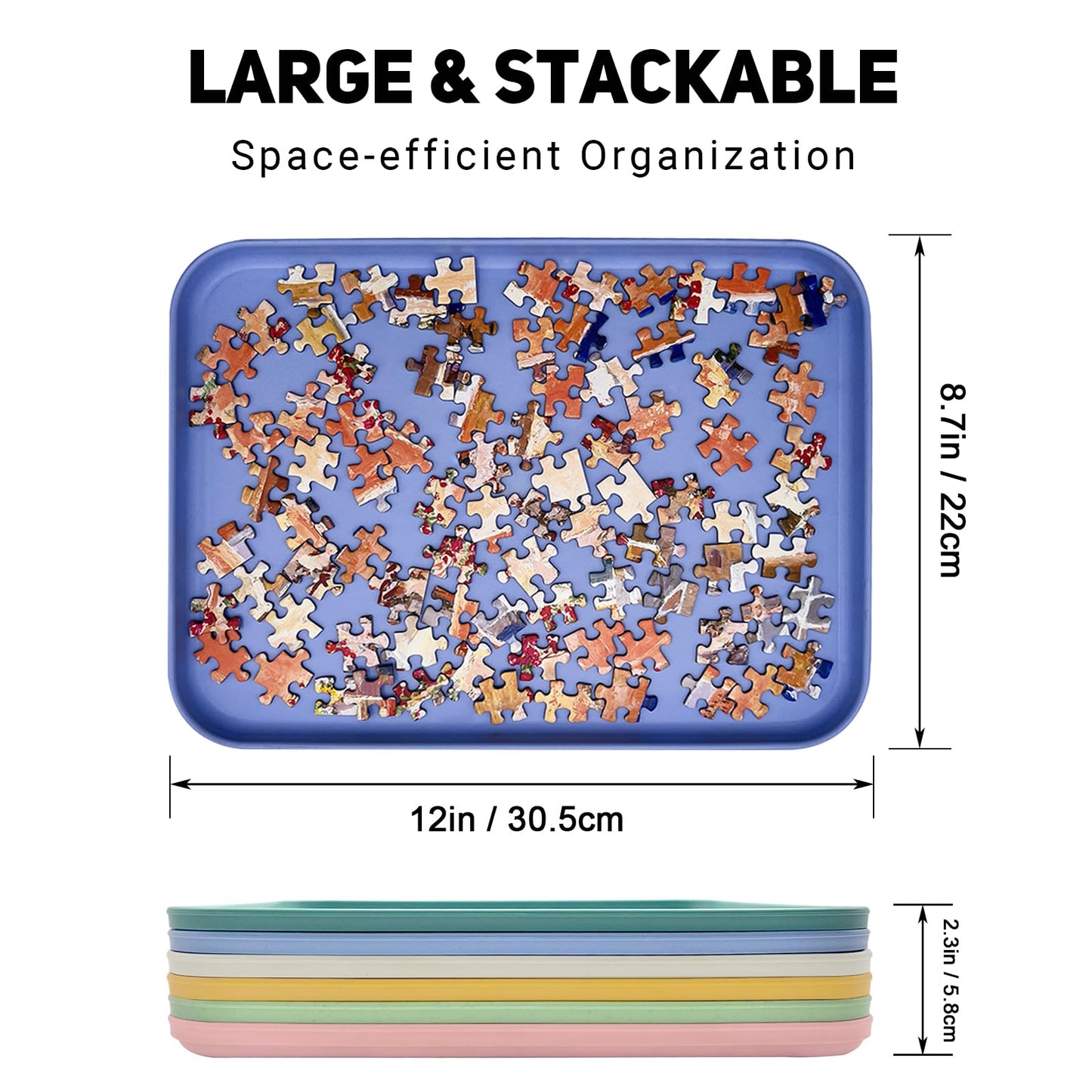 Nariolar 6-Color Puzzle Sorting Trays – Stackable 6-Pack (2000 Pieces)
