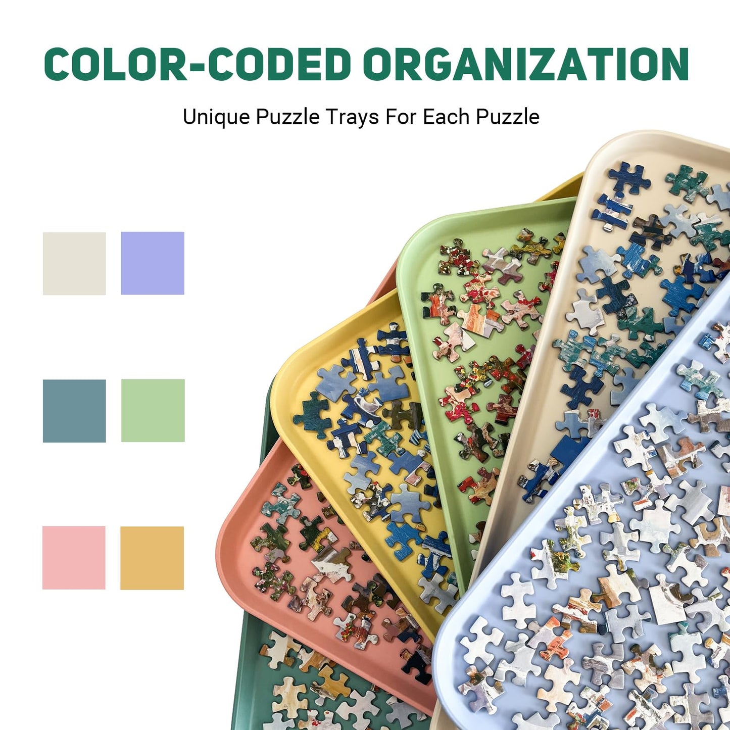 Nariolar 16.9 x 12 Extra-Large Puzzle Sorting Trays – Stackable 6-Pack for 2000/3000/5000 Piece Puzzles