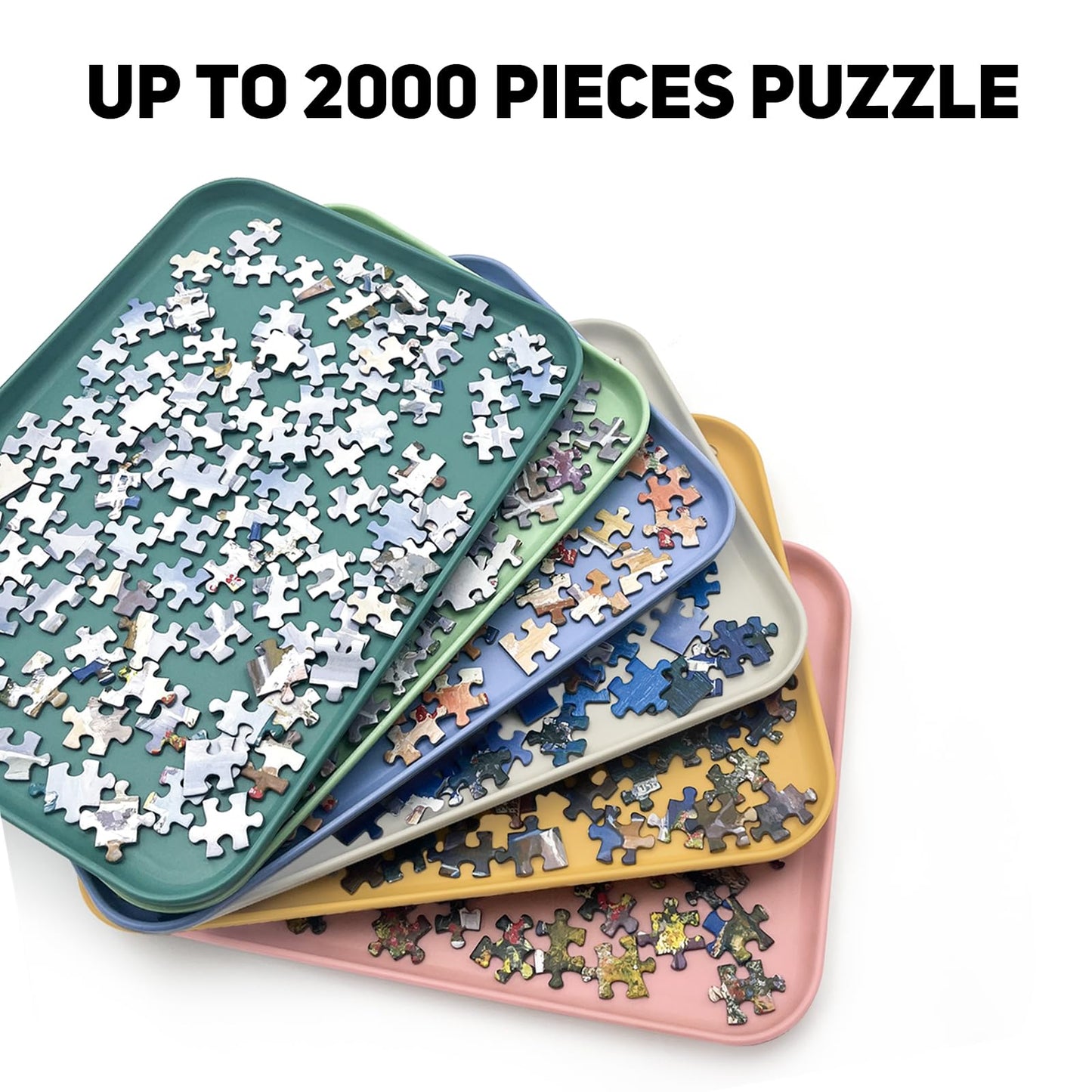 Nariolar 6-Color Puzzle Sorting Trays – Stackable 6-Pack (2000 Pieces)