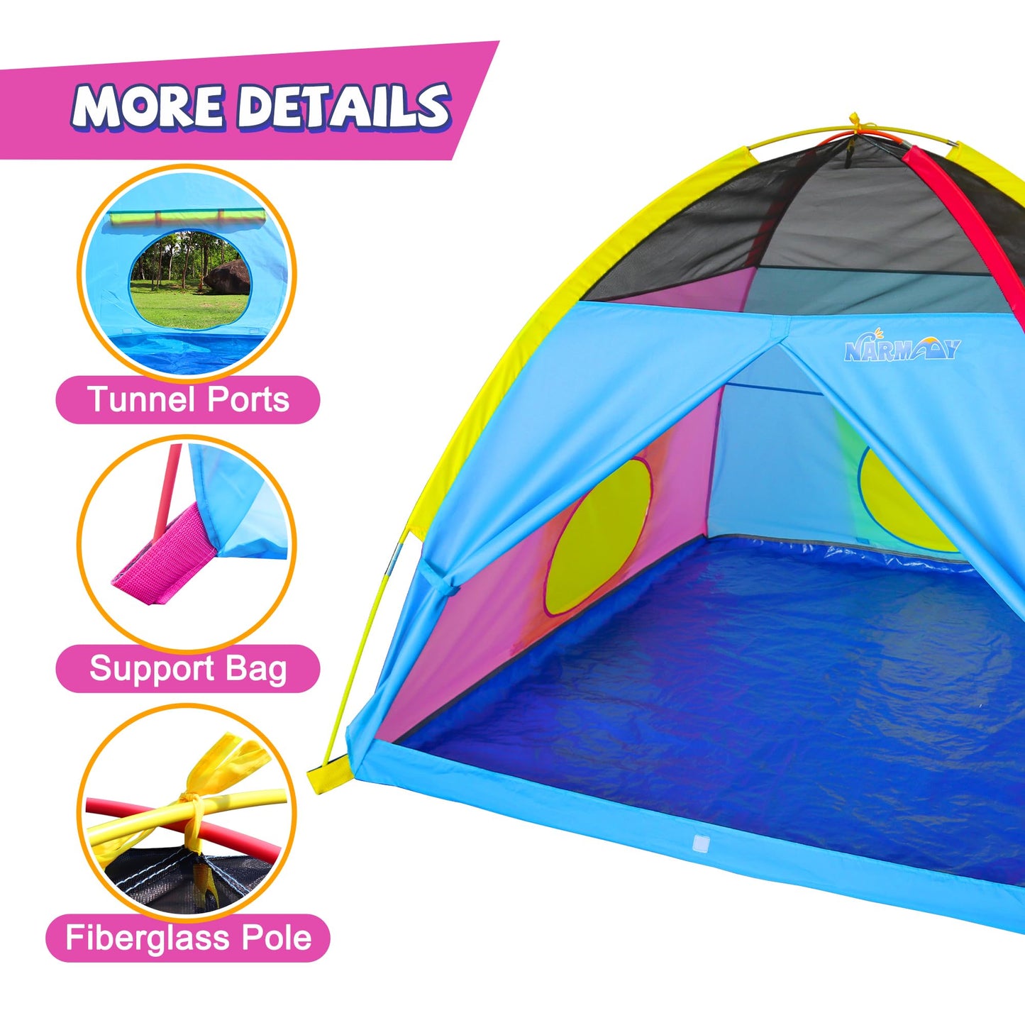 NARMAY Play Tent Easy Joy Dome Tent for Kids – Indoor & Outdoor Fun, 60 x 60 x 44 in