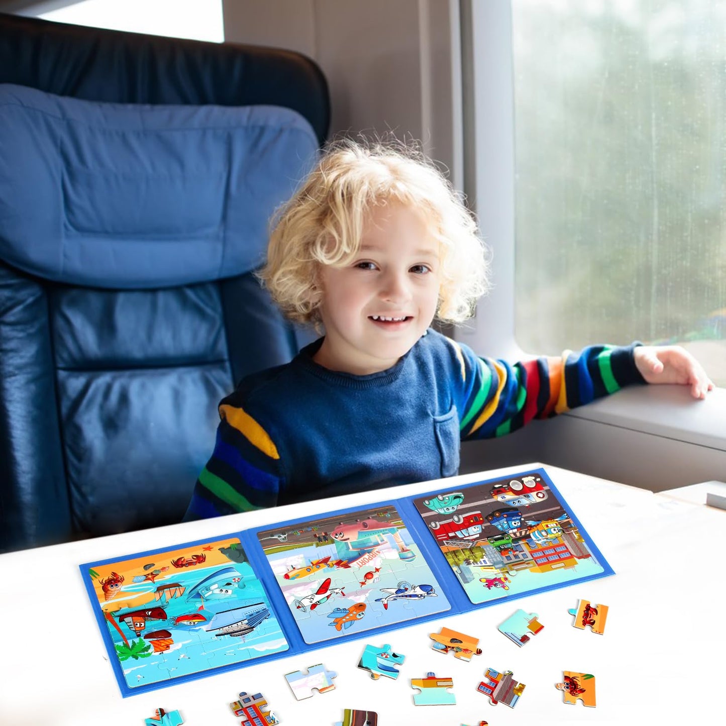NASHRIO Magnetic Puzzles for Kids – 20-Piece Transportation Puzzles (Ages 3-6)