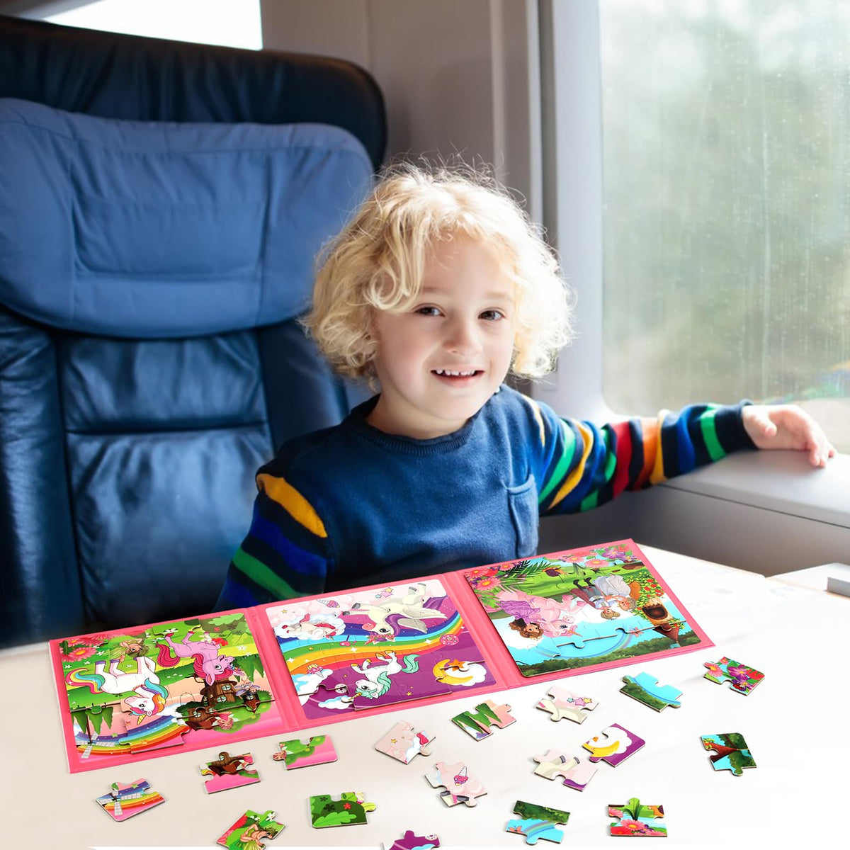 NASHRIO Magnetic Puzzles for Kids 4-6 — Unicorn & Princess 20-Piece Travel Puzzles