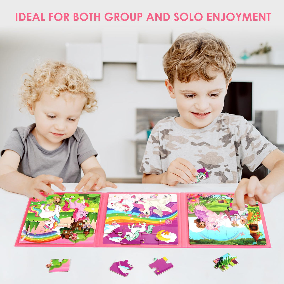 NASHRIO Magnetic Puzzles for Kids 4-6 — Unicorn & Princess 20-Piece Travel Puzzles