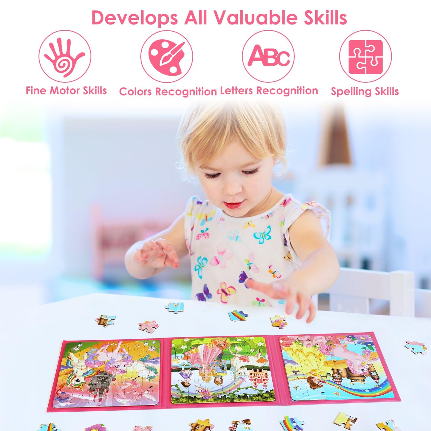 NASHRIO Princess Magnetic Puzzles – 36-Piece Travel Toys for 3-6
