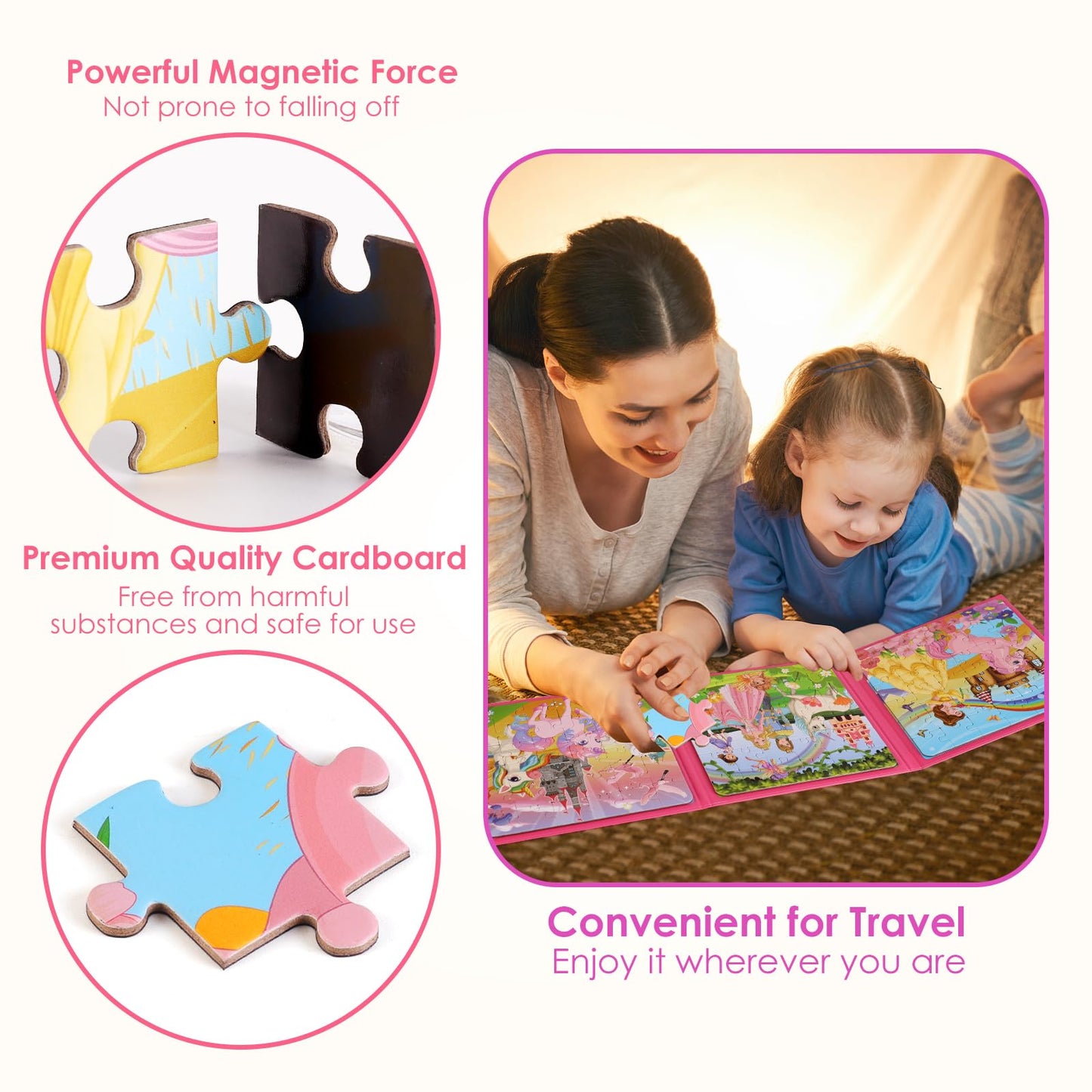 NASHRIO Princess Magnetic Puzzles – 36-Piece Travel Toys for 3-6