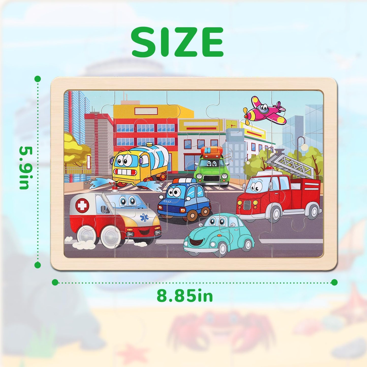 NASHRIO Wooden Transportation Puzzles – 4-Pack, 20-Piece for Ages 3-6