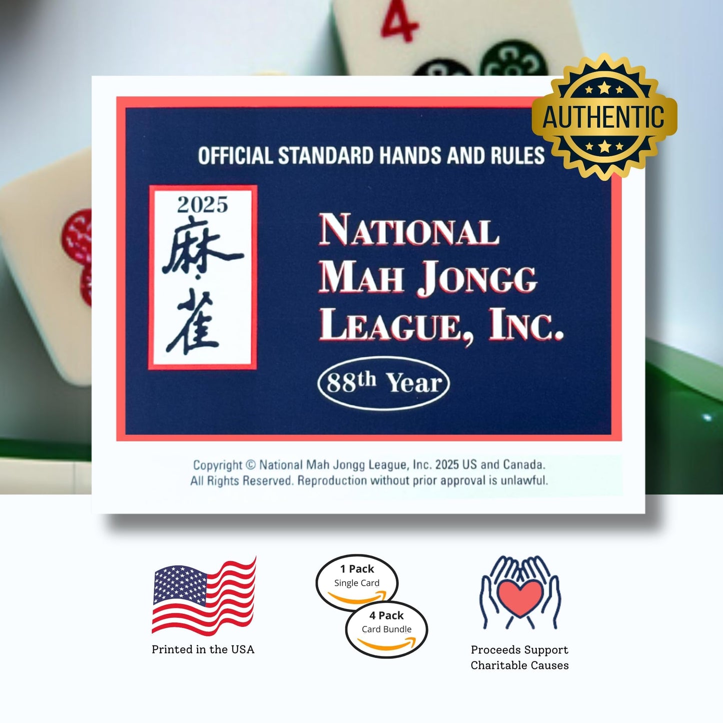 National Mah Jongg League 2025 Mahjong Cards Four-Pack – Official Hands & Rules for American Mahjong
