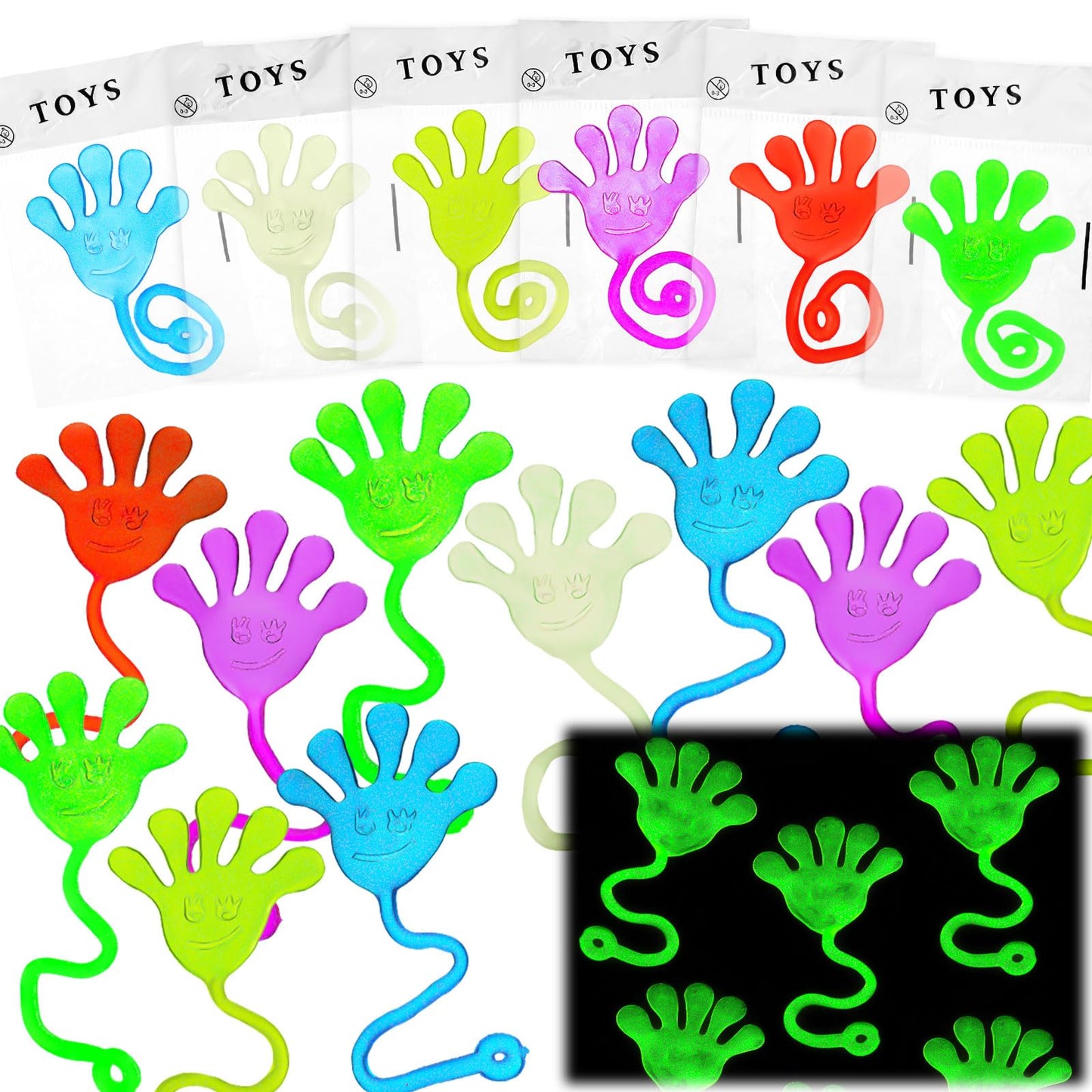 NatNarr 50-Pack Glow-in-the-Dark Sticky Hands – Party Favors & Easter Egg Fillers