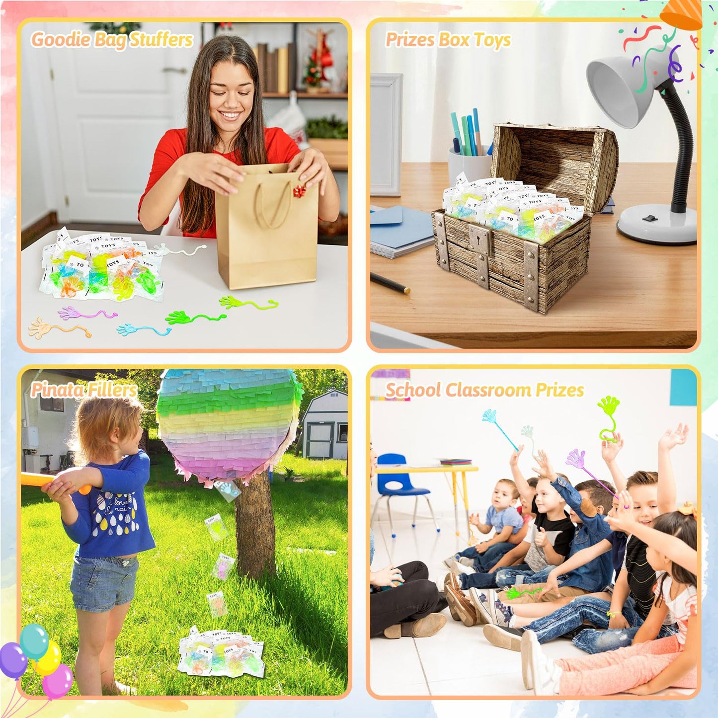 NatNarr 50-Pack Glow-in-the-Dark Sticky Hands – Party Favors & Easter Egg Fillers