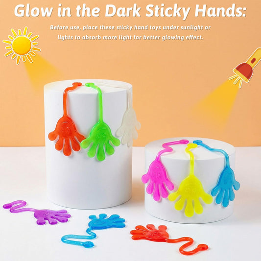 NatNarr 50-Pack Glow-in-the-Dark Sticky Hands – Party Favors & Easter Egg Fillers