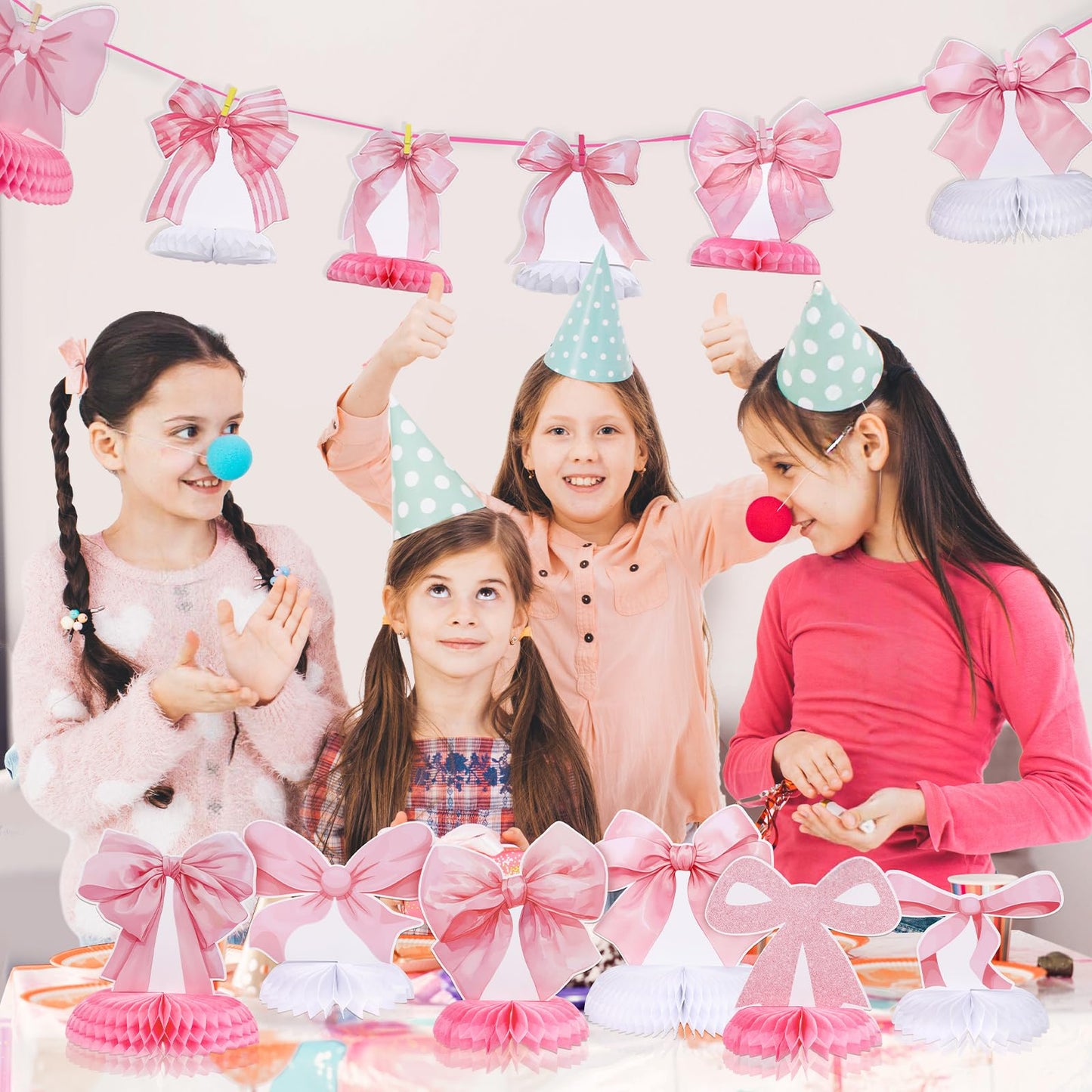 NatNarr 12 Pcs Pink Bow Honeycomb Centerpieces – Coquette Theme Party Decorations